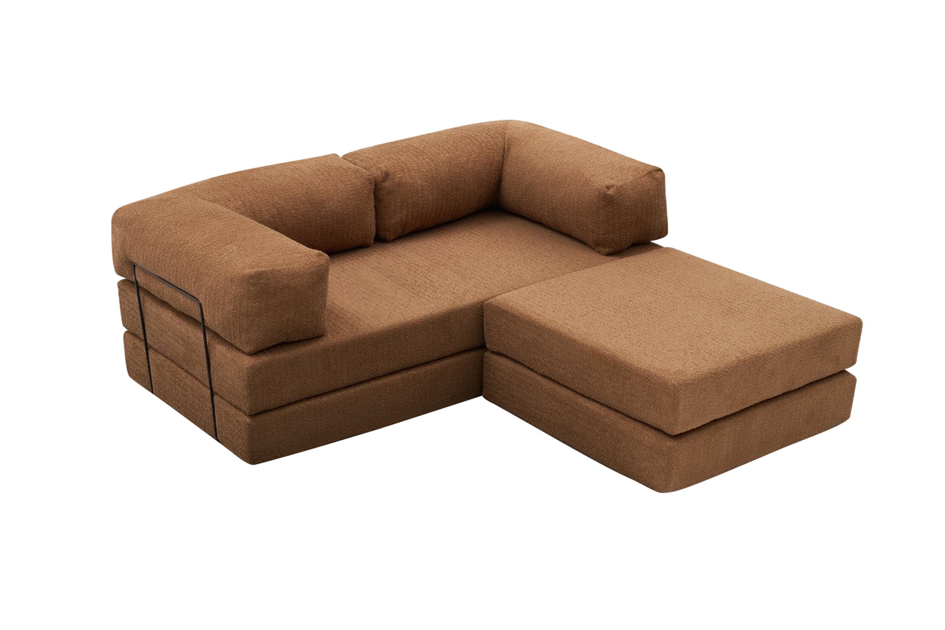 Comfort Schlafsofa 2-Sitzer mit Hocker Braun