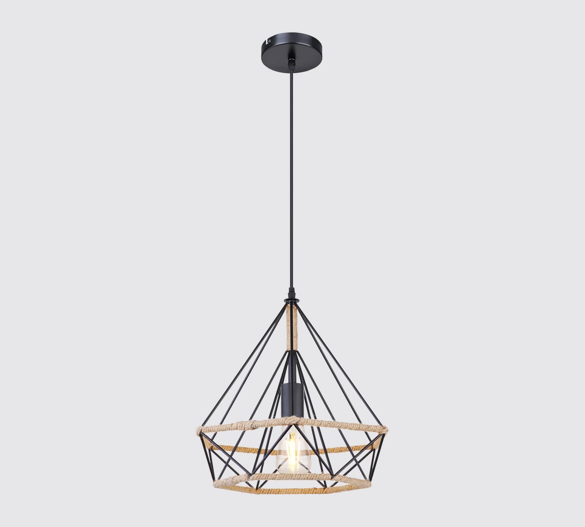 Geometric pendant lamp Natural fiber