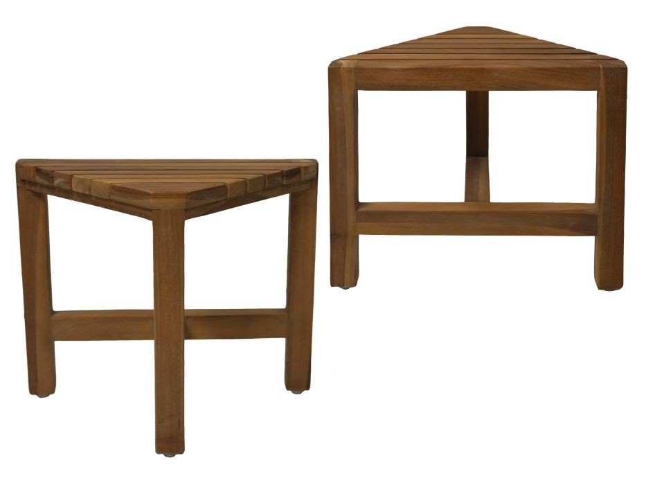 2x Dreieckiger Beistelltisch Teakholz