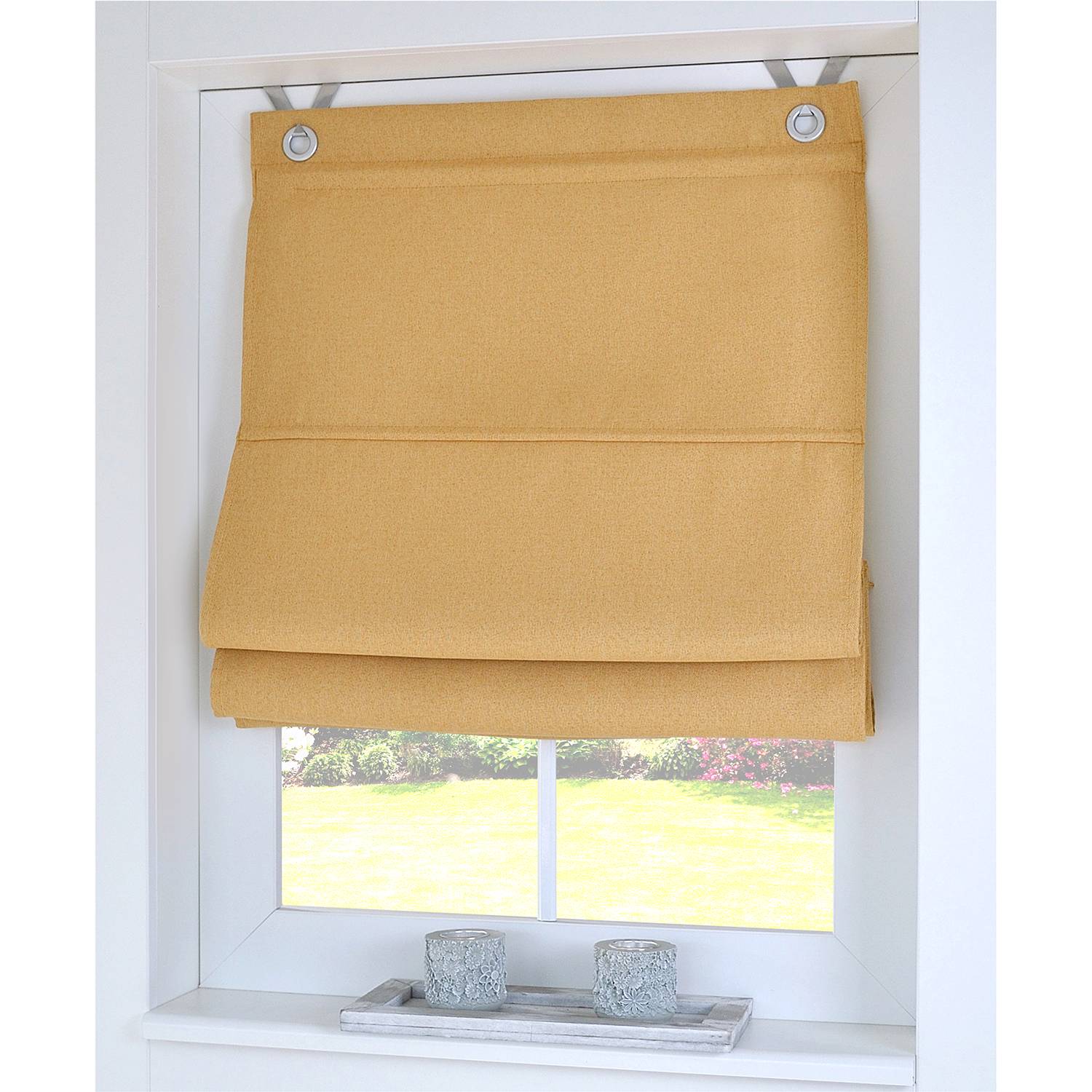 Ösenrollo Bessy I Polyester Currygelb 100 x 130 cm