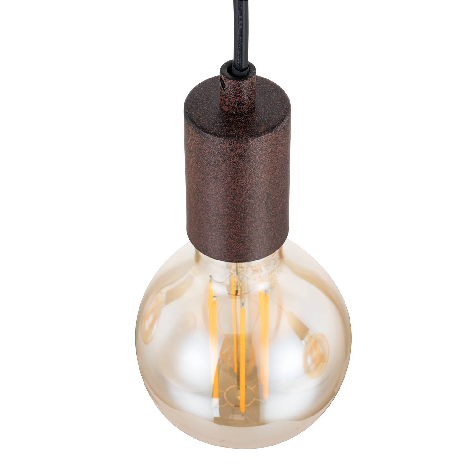 4-flame pendant light Linn II partly solid wood ash iron