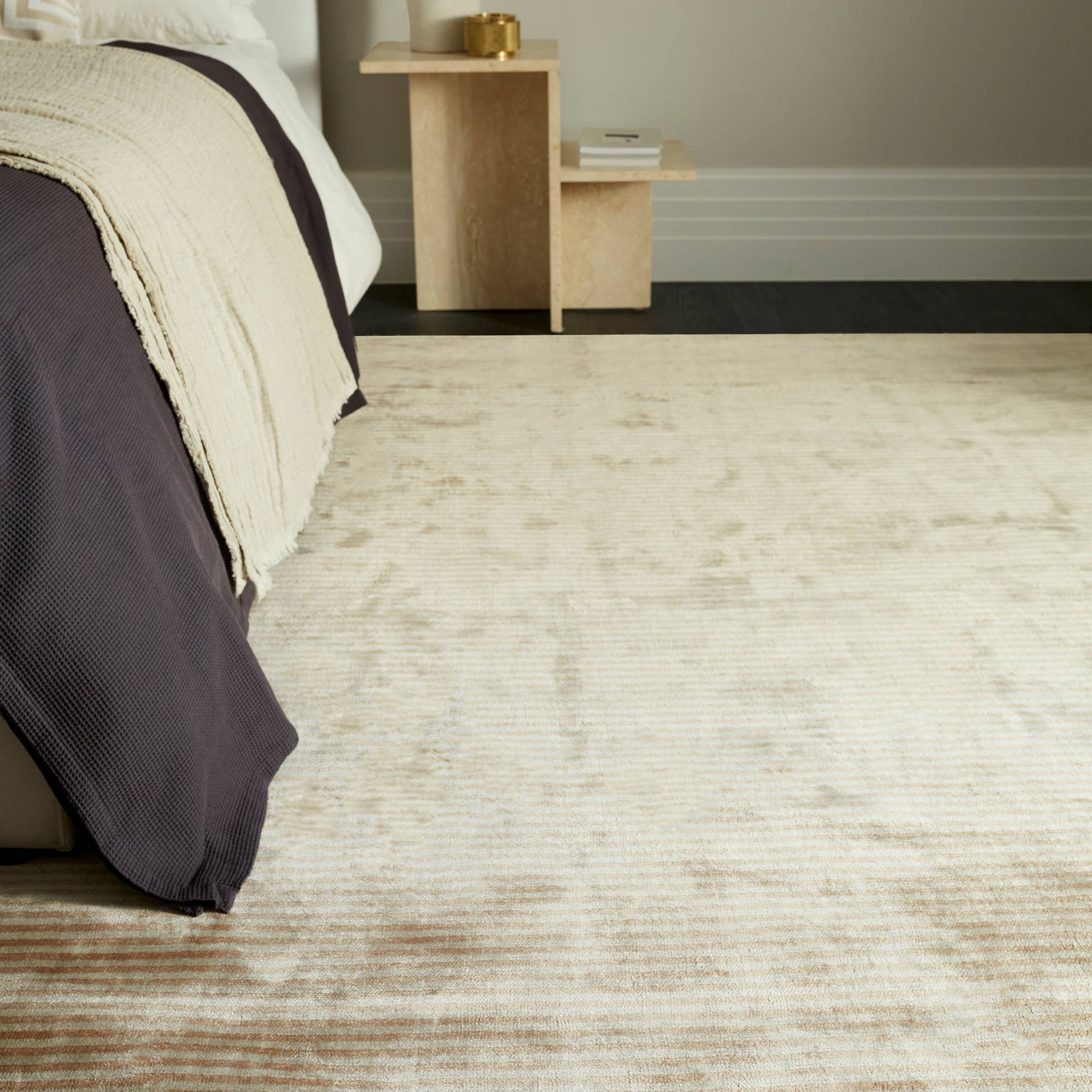 CHROME Streifen-Teppich Creme 180x120cm