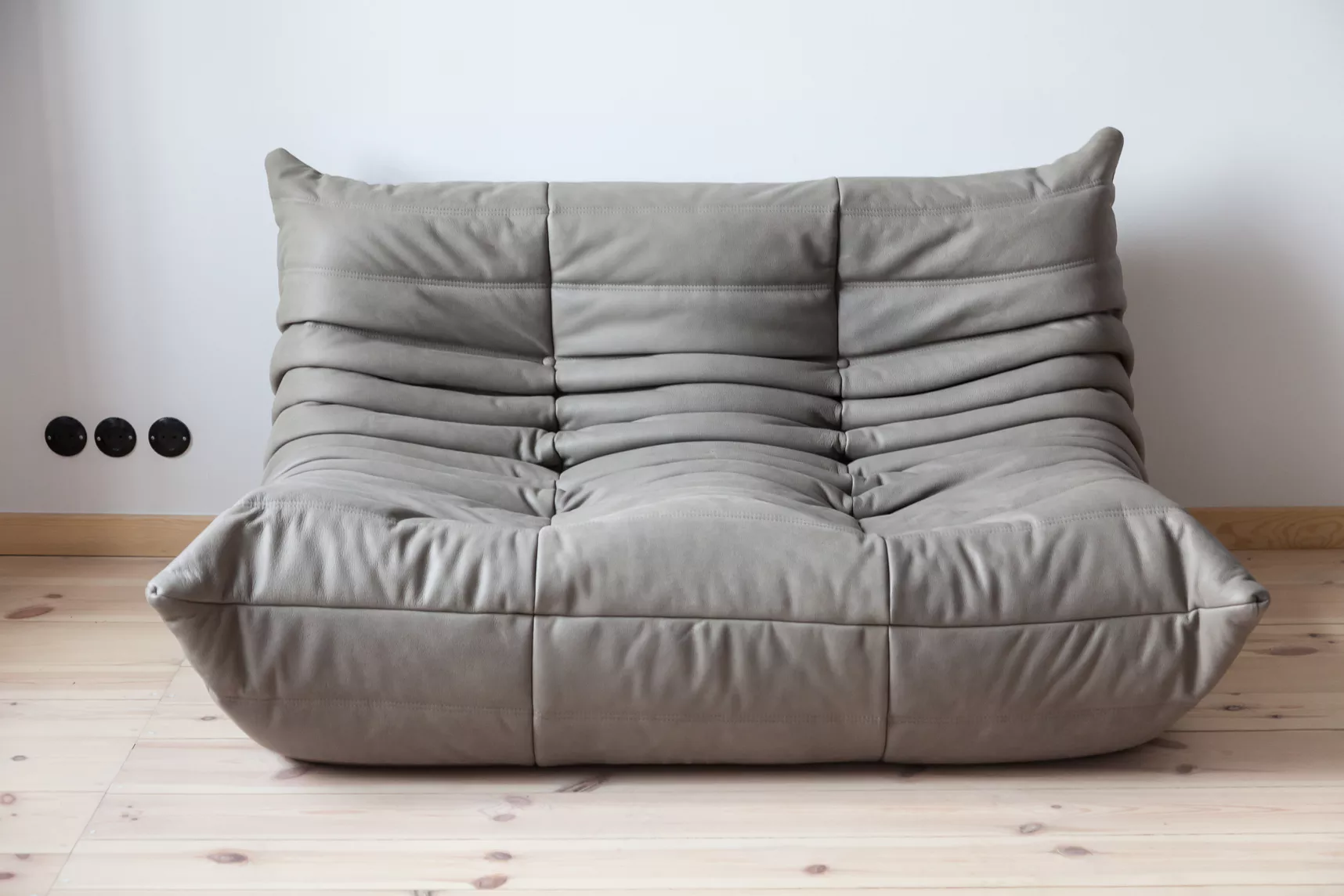 Togo Lounge Set 3 pz. Pelle Madras Grigio Cenere