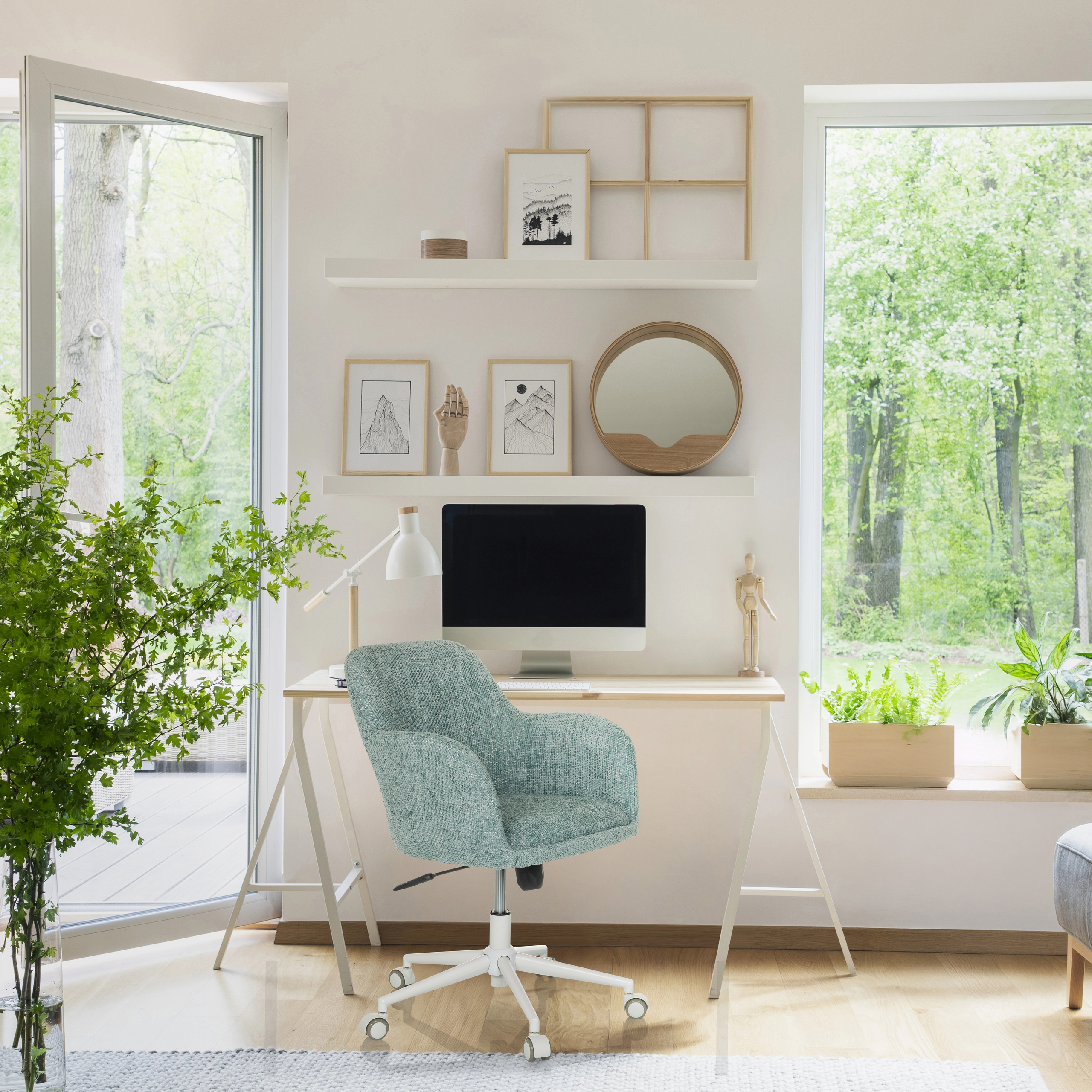 SOLAO HOME Office Chair Bouclé Green