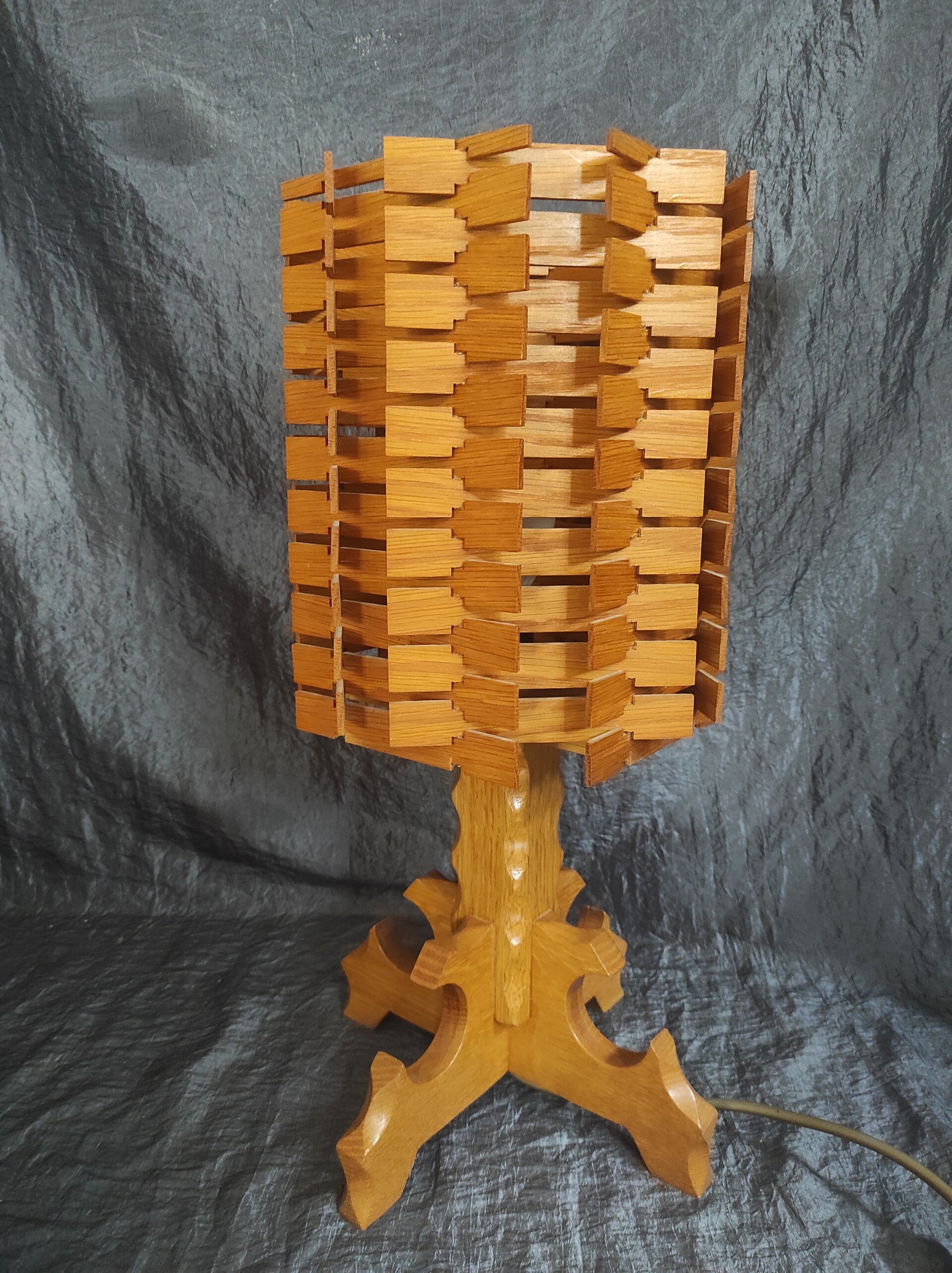 Vintage Holz Tischlampe 60er Jahre