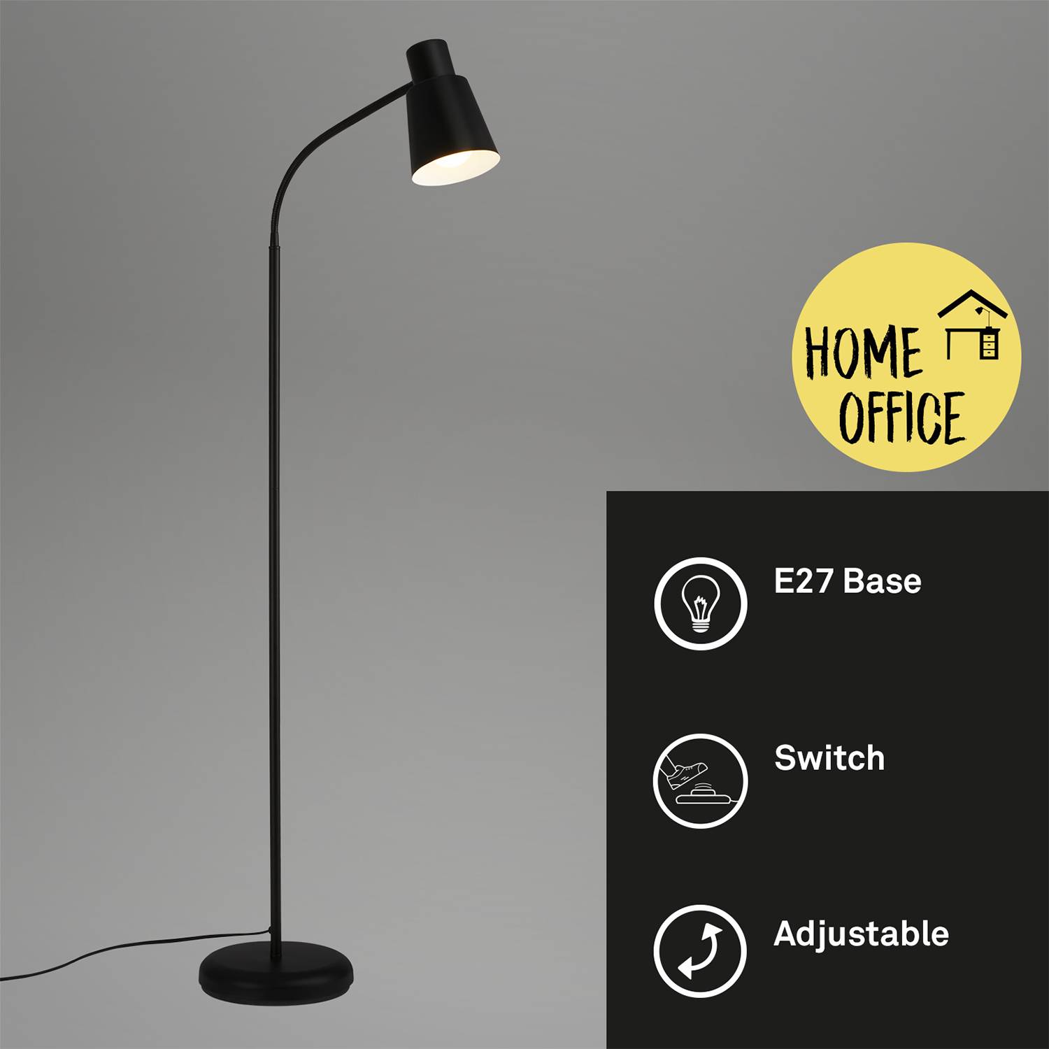 Loras Stehleuchte Aluminium Schwarz