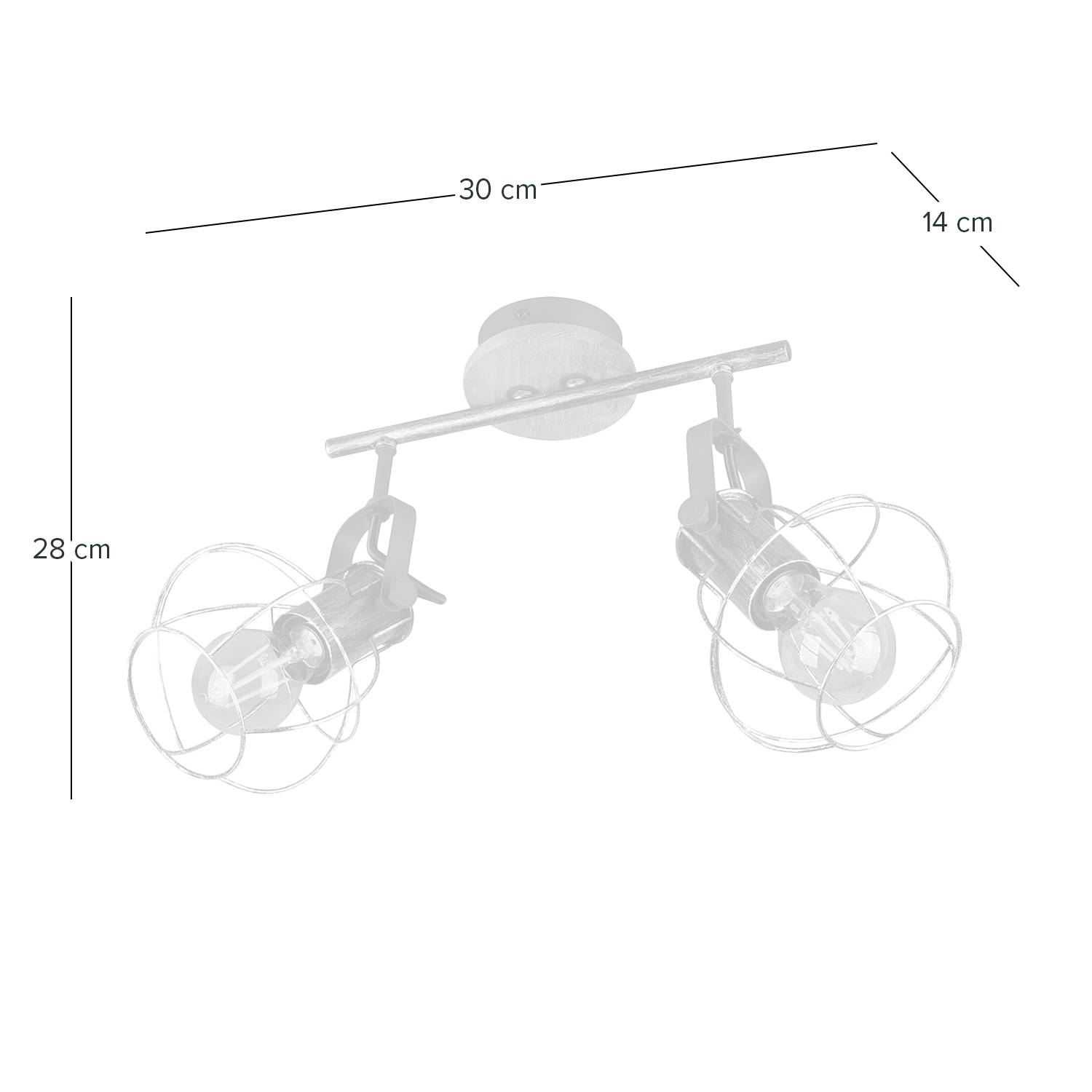 Ceiling light Madras I Solid wood 2-bulb Silver
