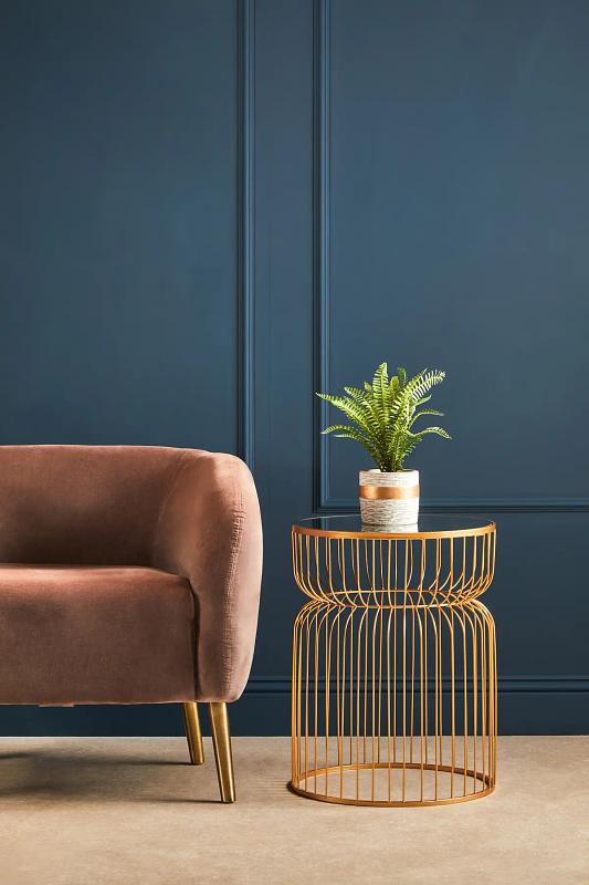 Avantis Gold Metalldrahtgestell Runder Beistelltisch
