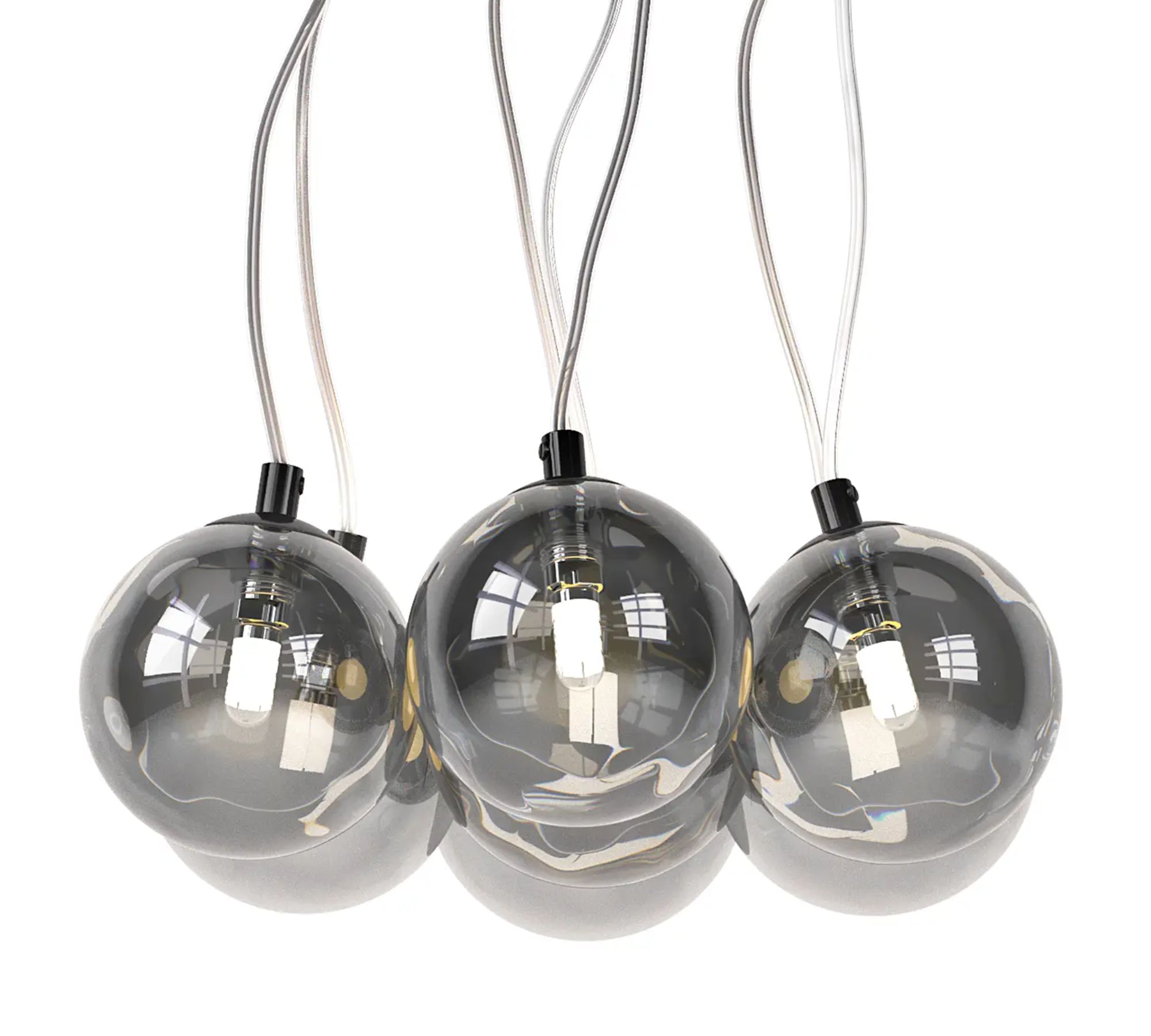 Kjul Pendant Lamp 7-light Glass Metal Gray