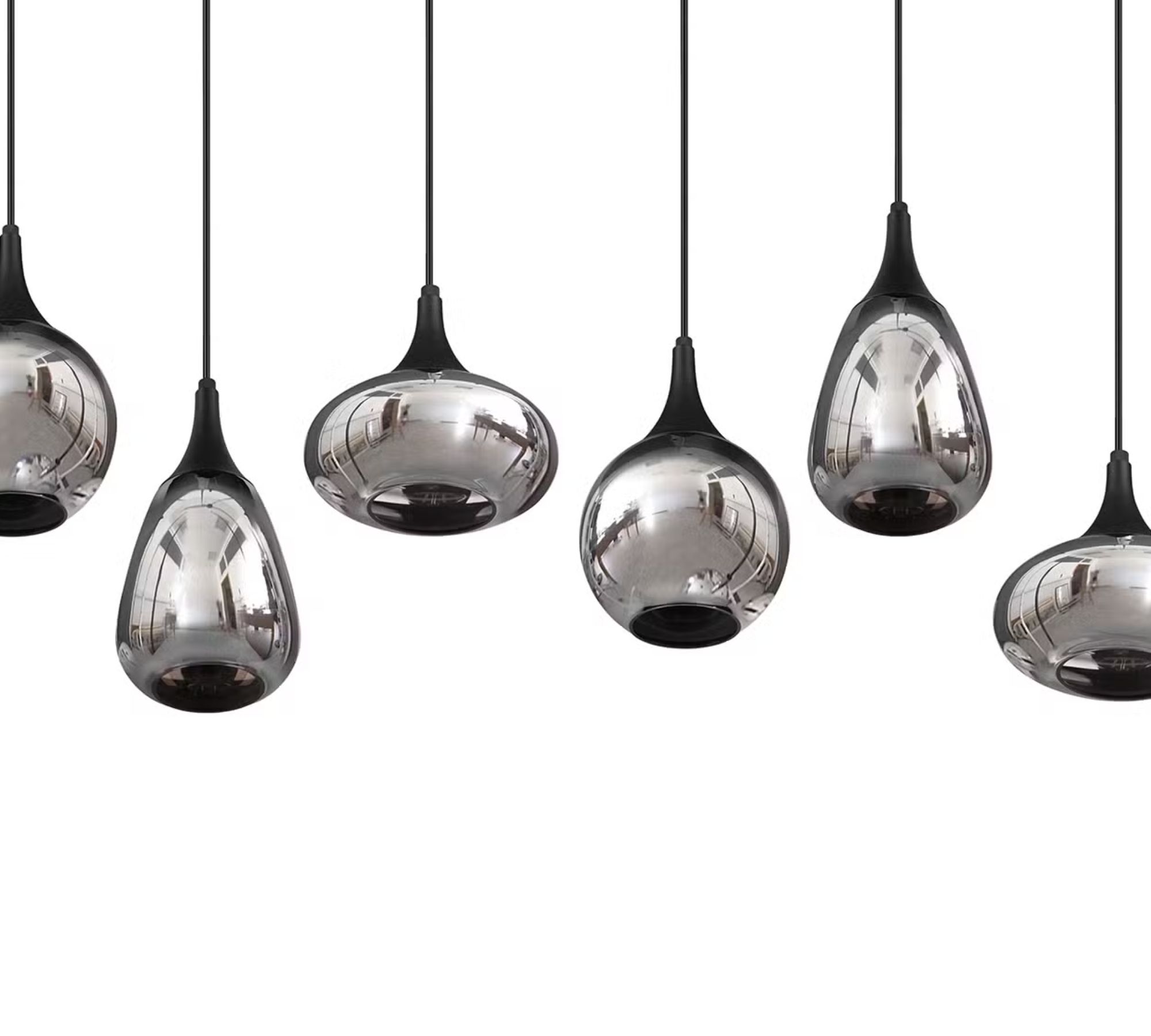 Pendelleuchte 6-flammig Rauchglas Stahl