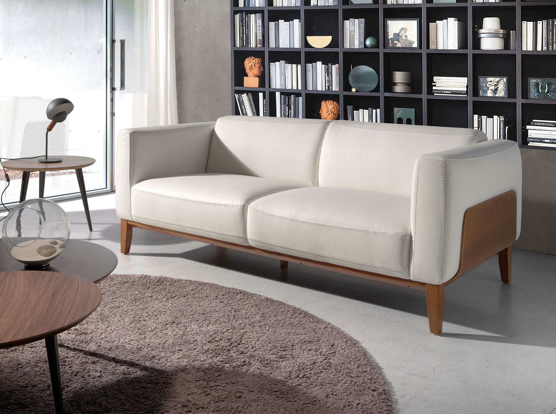 White leather 3-seater sofa 6115