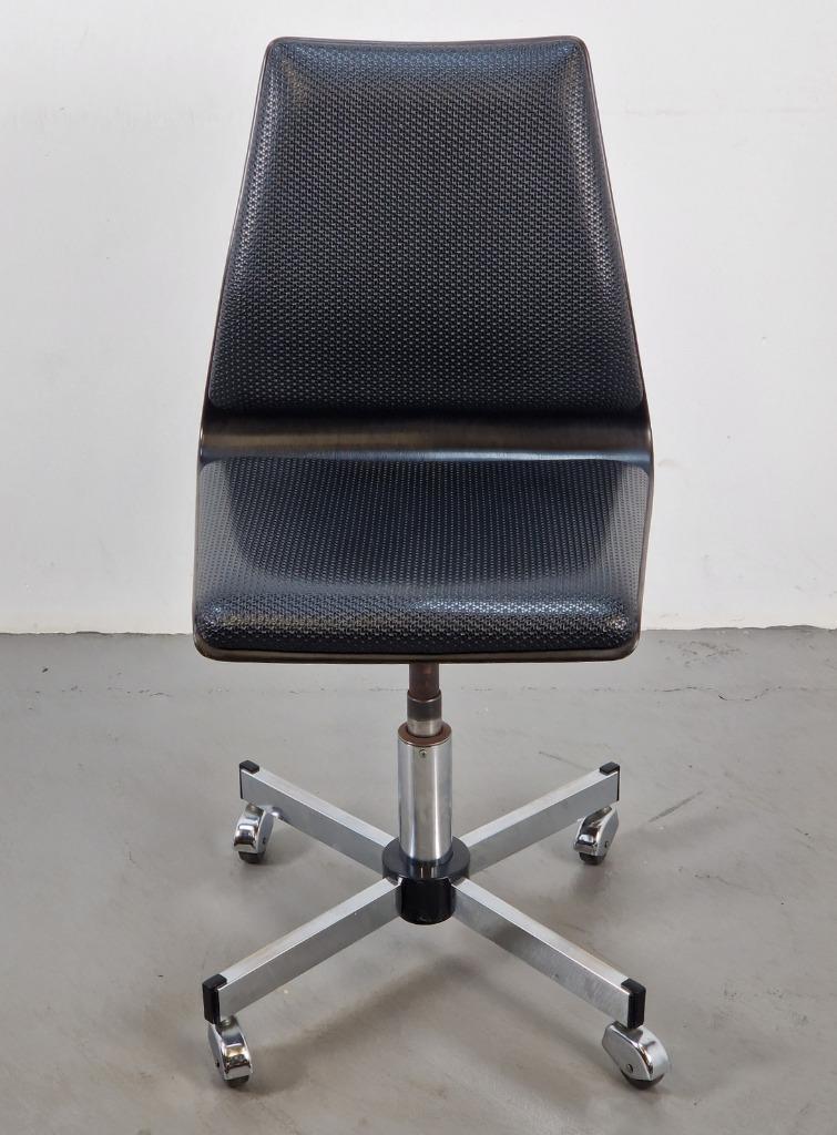 Vintage Bürostuhl Metall Holz Schwarz Braun 1960er Jahre