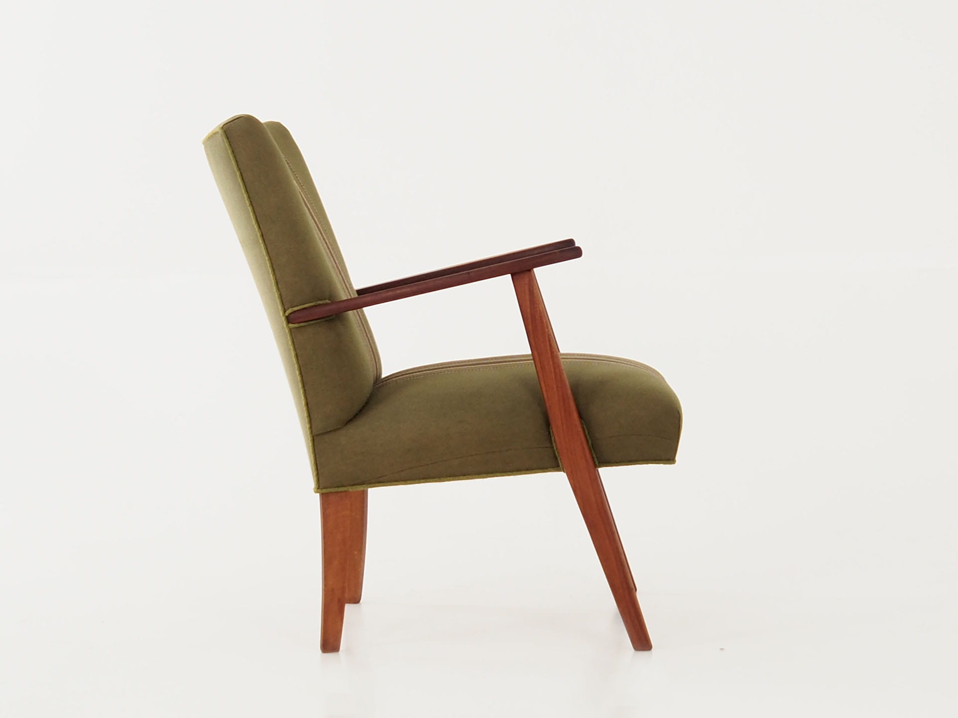 Vintage Stuhl Teakholz Textil Grün 1960er Jahre