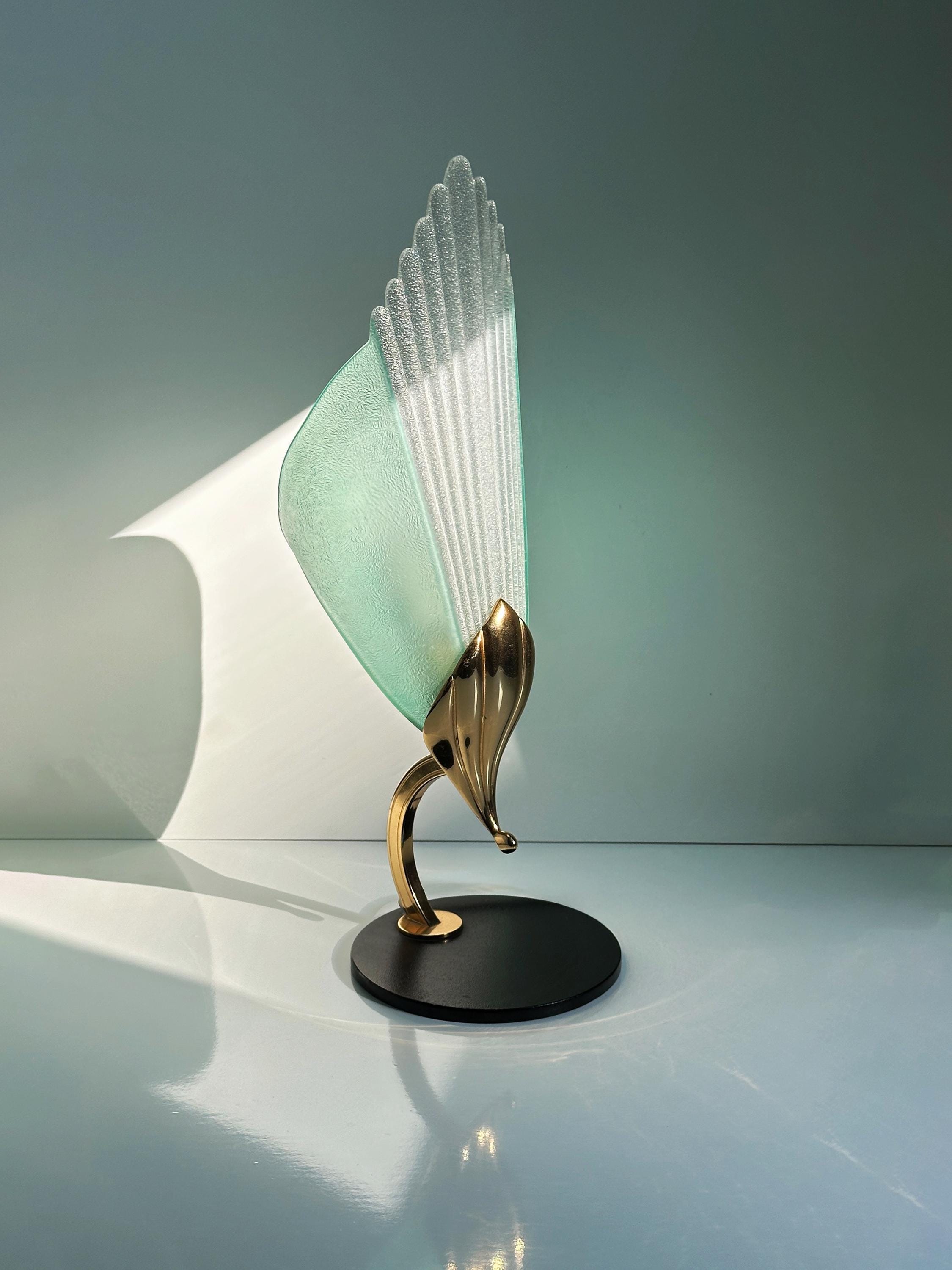 2x Vintage table lamp glass brass 1980s