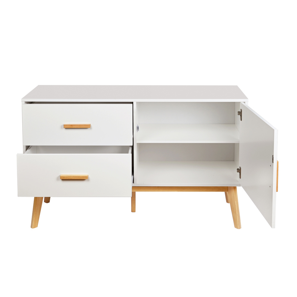 Tarolo Sideboard mit 2 Schubladen und 1 Tür Eiche Weiß