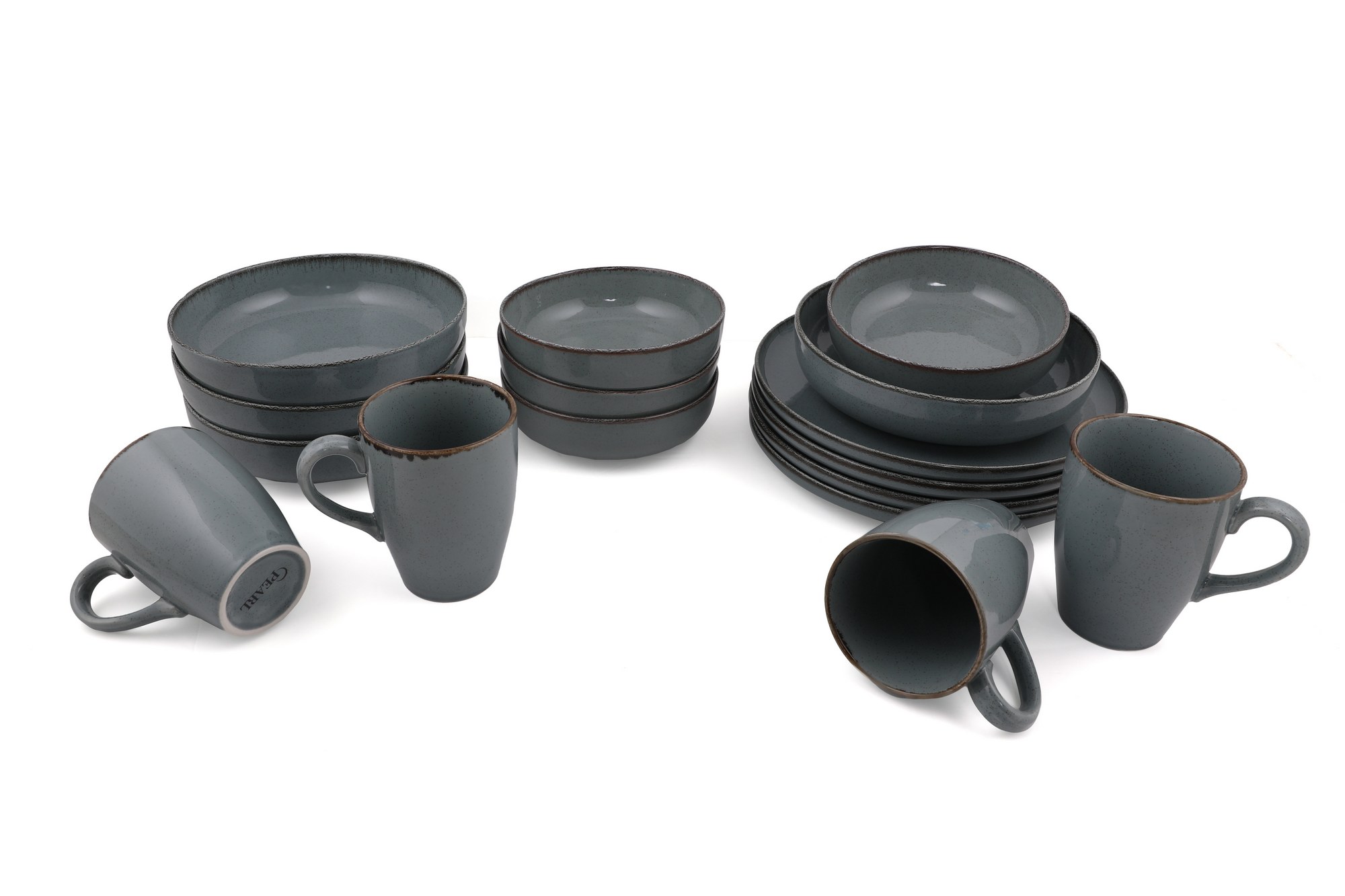 Dinner set 16-piece Porcelain Grey