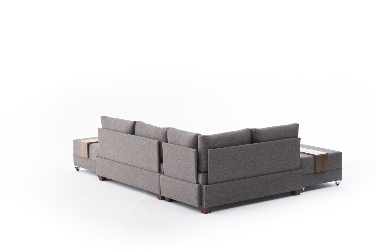 Fly Ecksofa Links mit 2 Hockern Braun