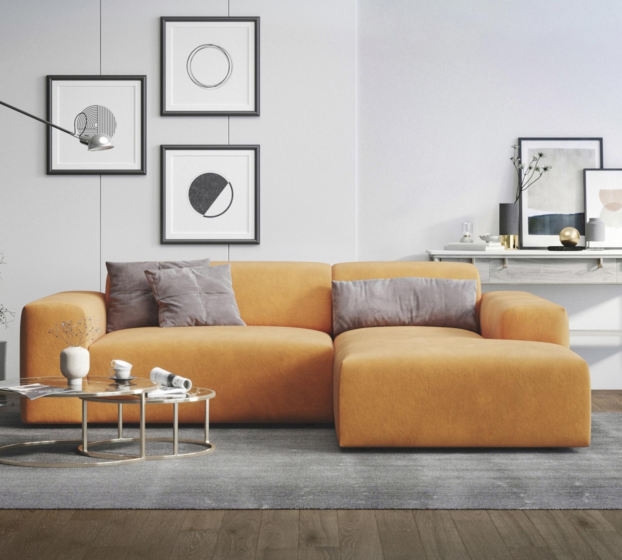 Karen Sofa 2-Sitzer Récamiere Rechts Samt Senf