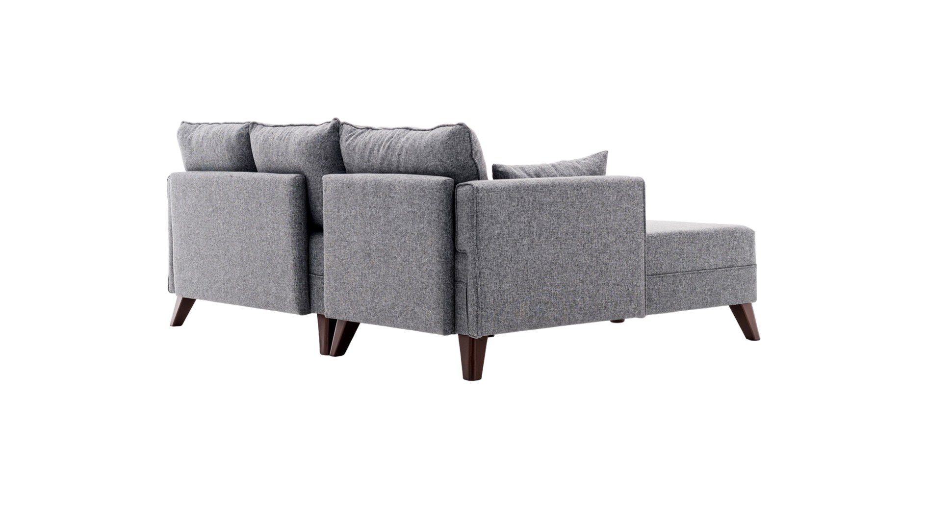 Schlafsofa Récamiere Links & Hocker Polyester Holz Grau