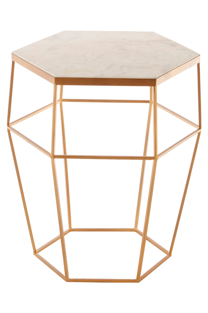 Shalimar Achteckiger Marmor und Gold Beistelltisch
