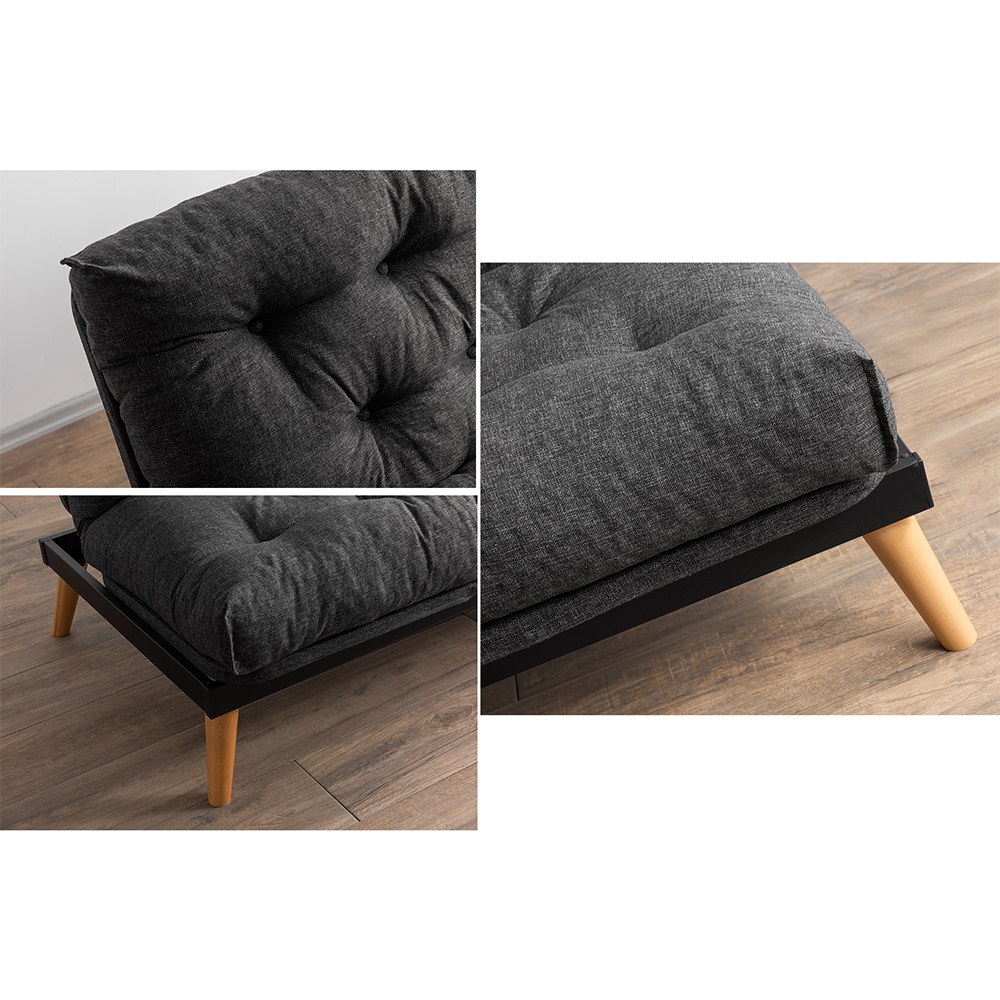 Saki Sleeper Sofa 3-Seater Dark Grey