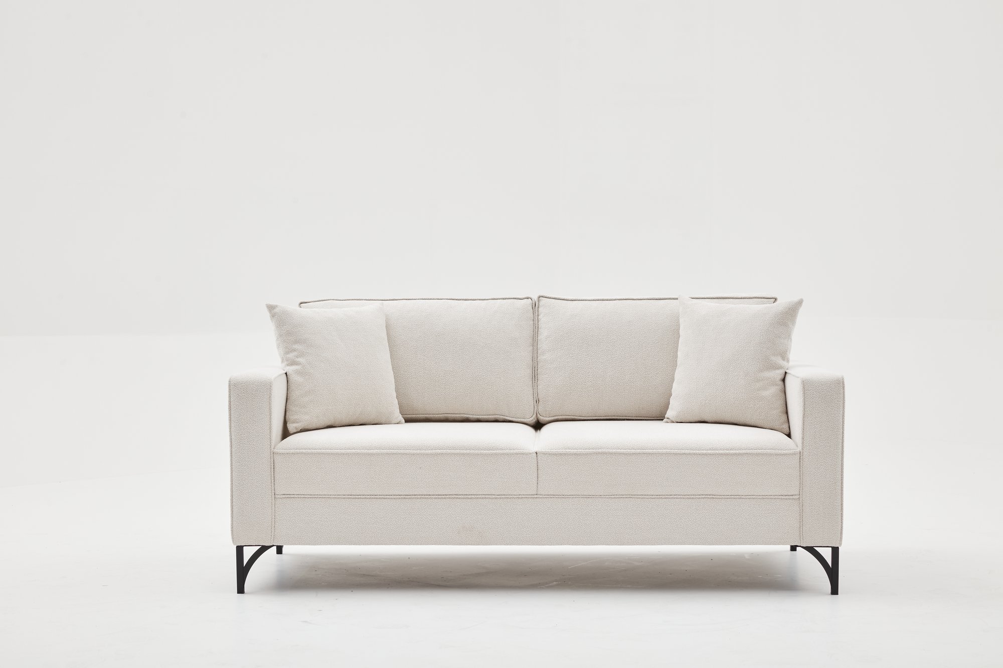 Lima Sofa 2-Sitzer Creme mit schwarzen Beinen