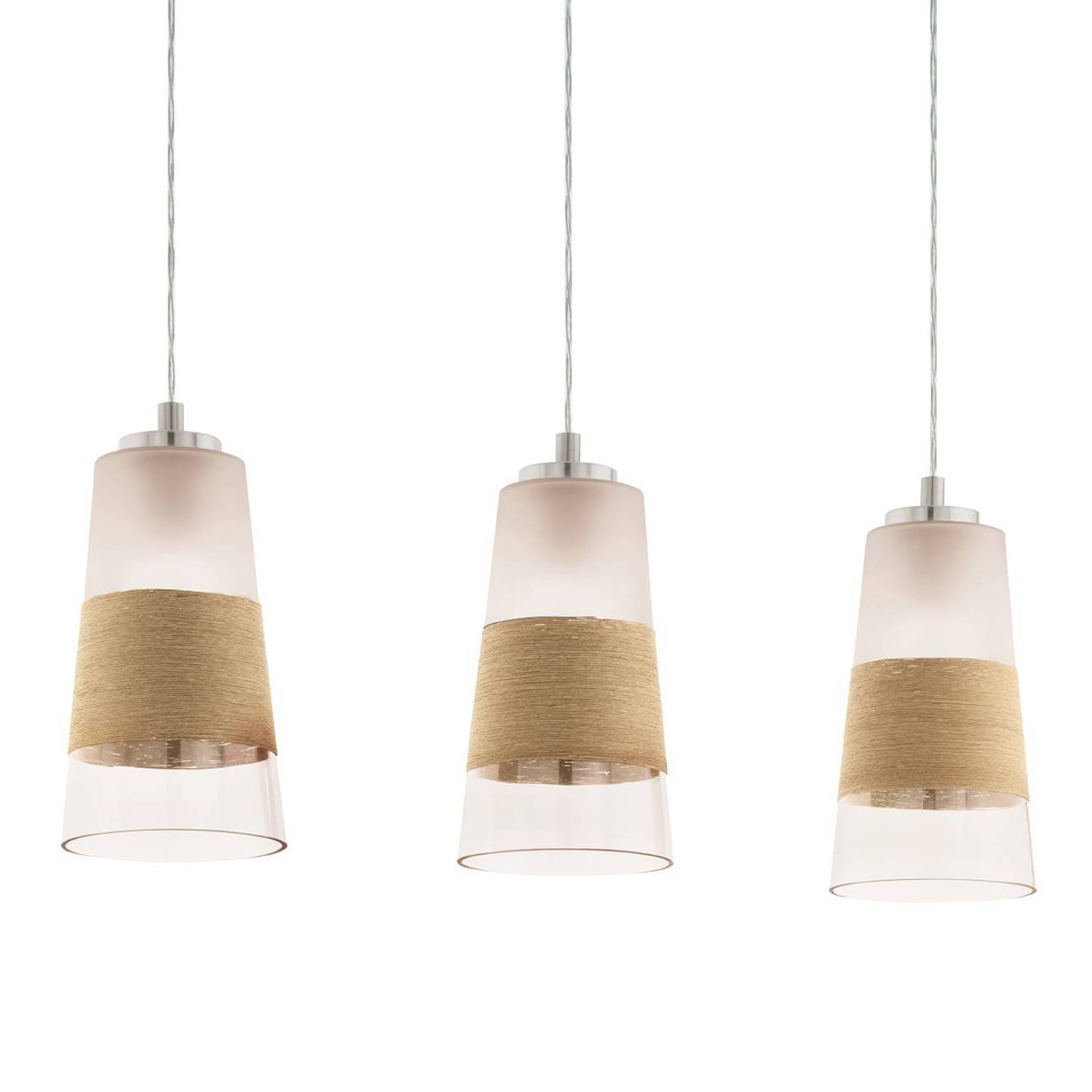Burnham Pendant Lamp Clear Glass Steel 3-Light