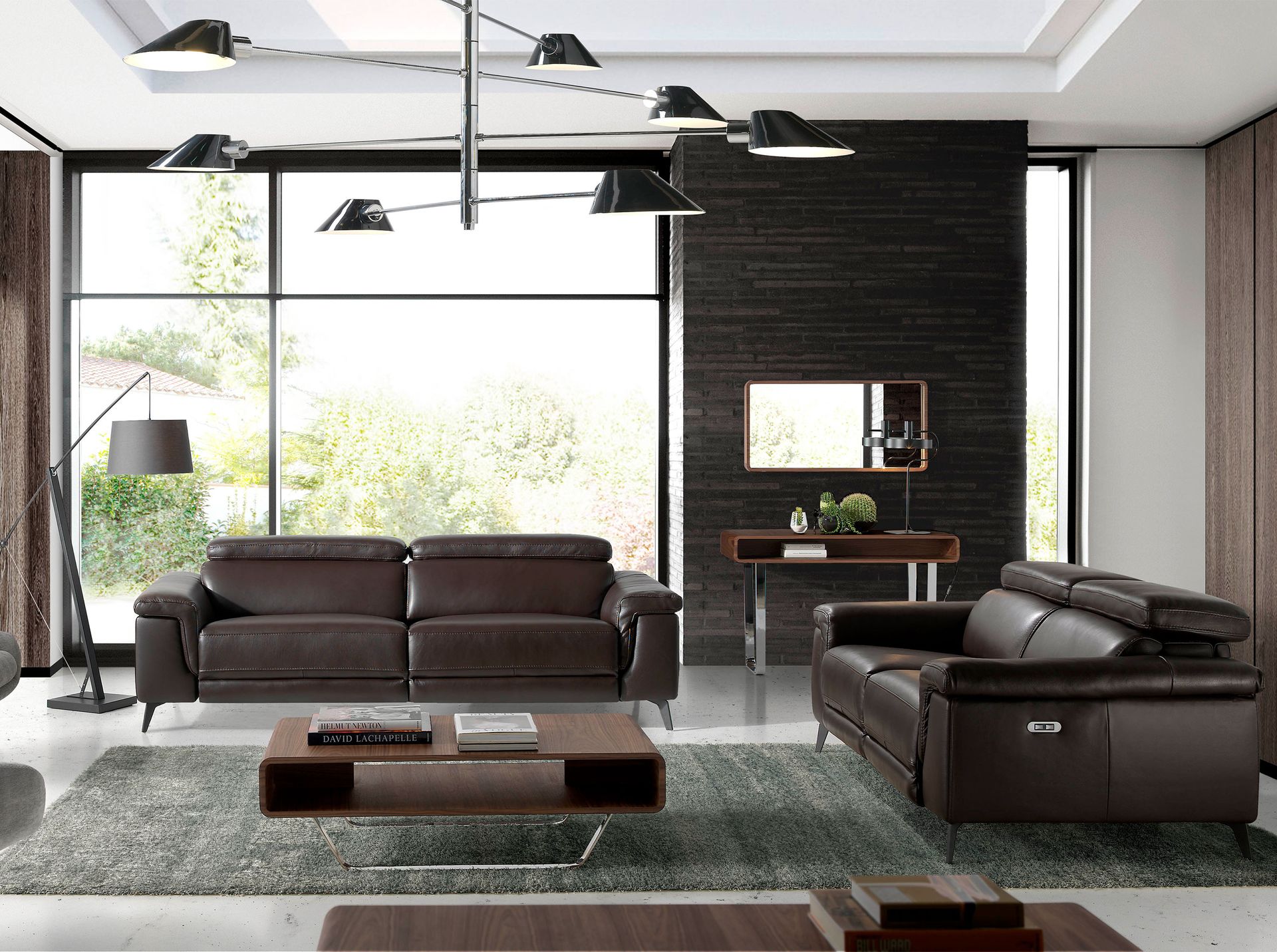 Wall mirror walnut veneer brown