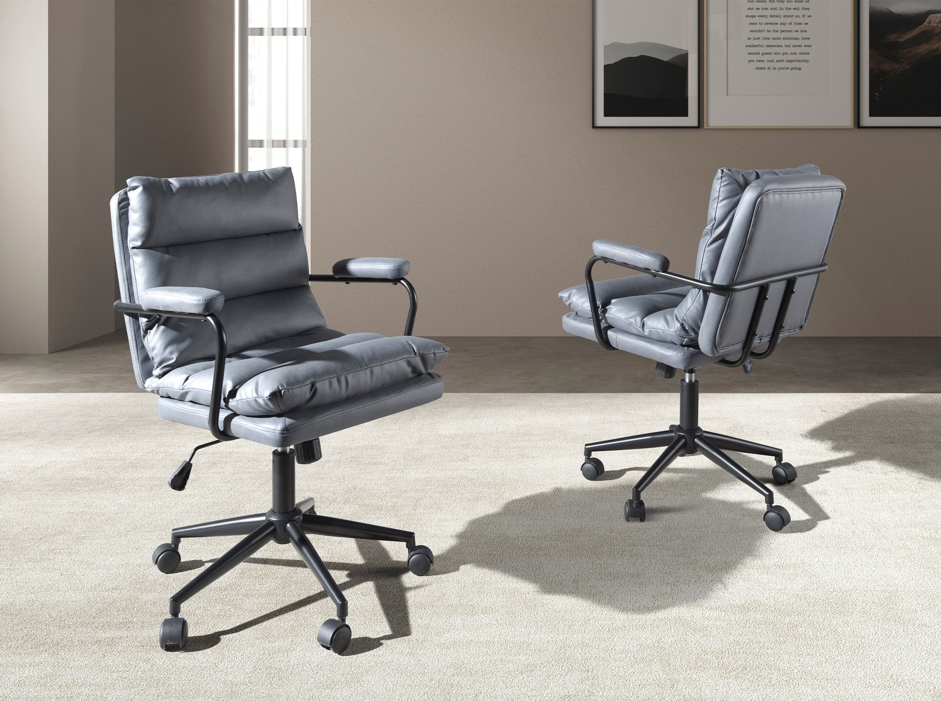Swivel office chair textile grey