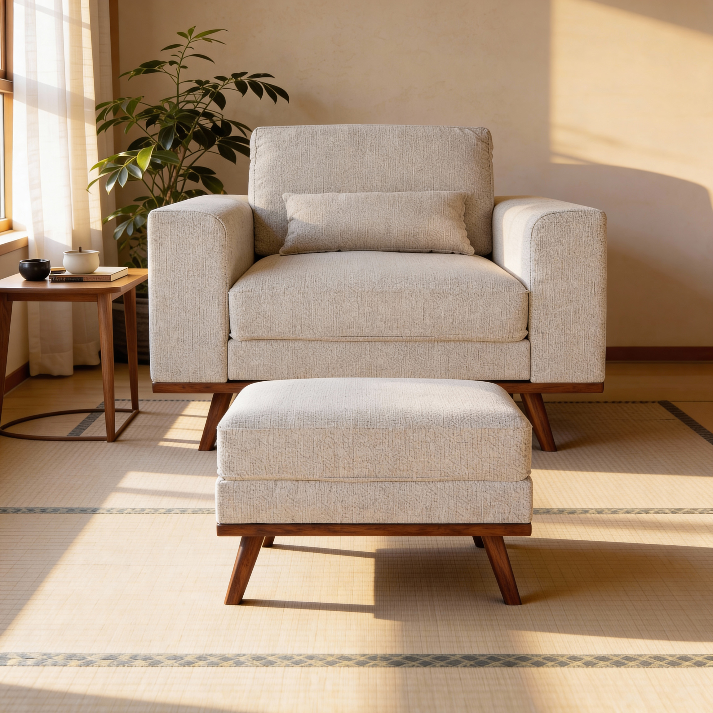 Hocker Japandi Beige