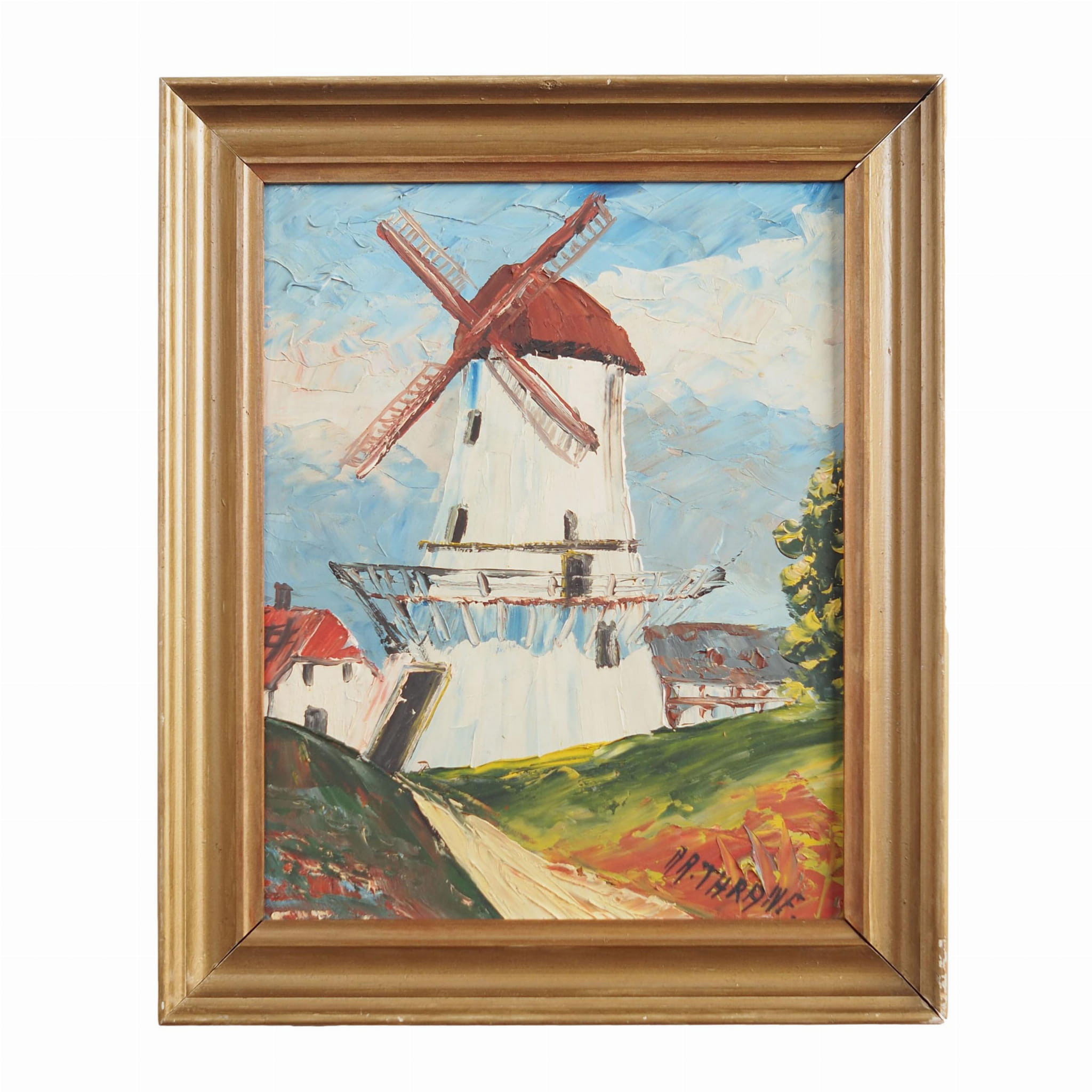 Vintage Gemälde "Die bunte Windmühle" Mehrfarbig