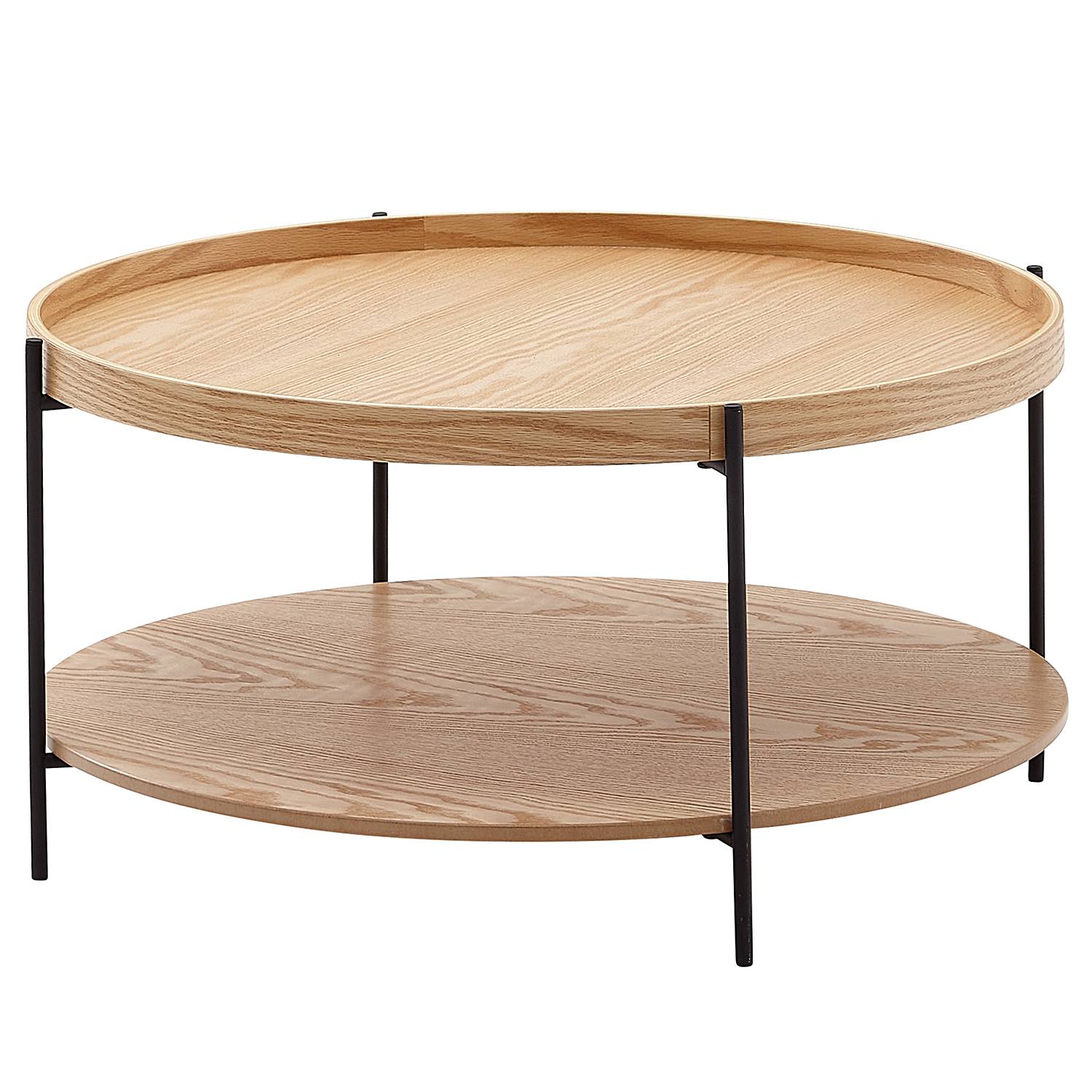 Couchtisch Samiah Echtholzfurnier Eiche Schwarz