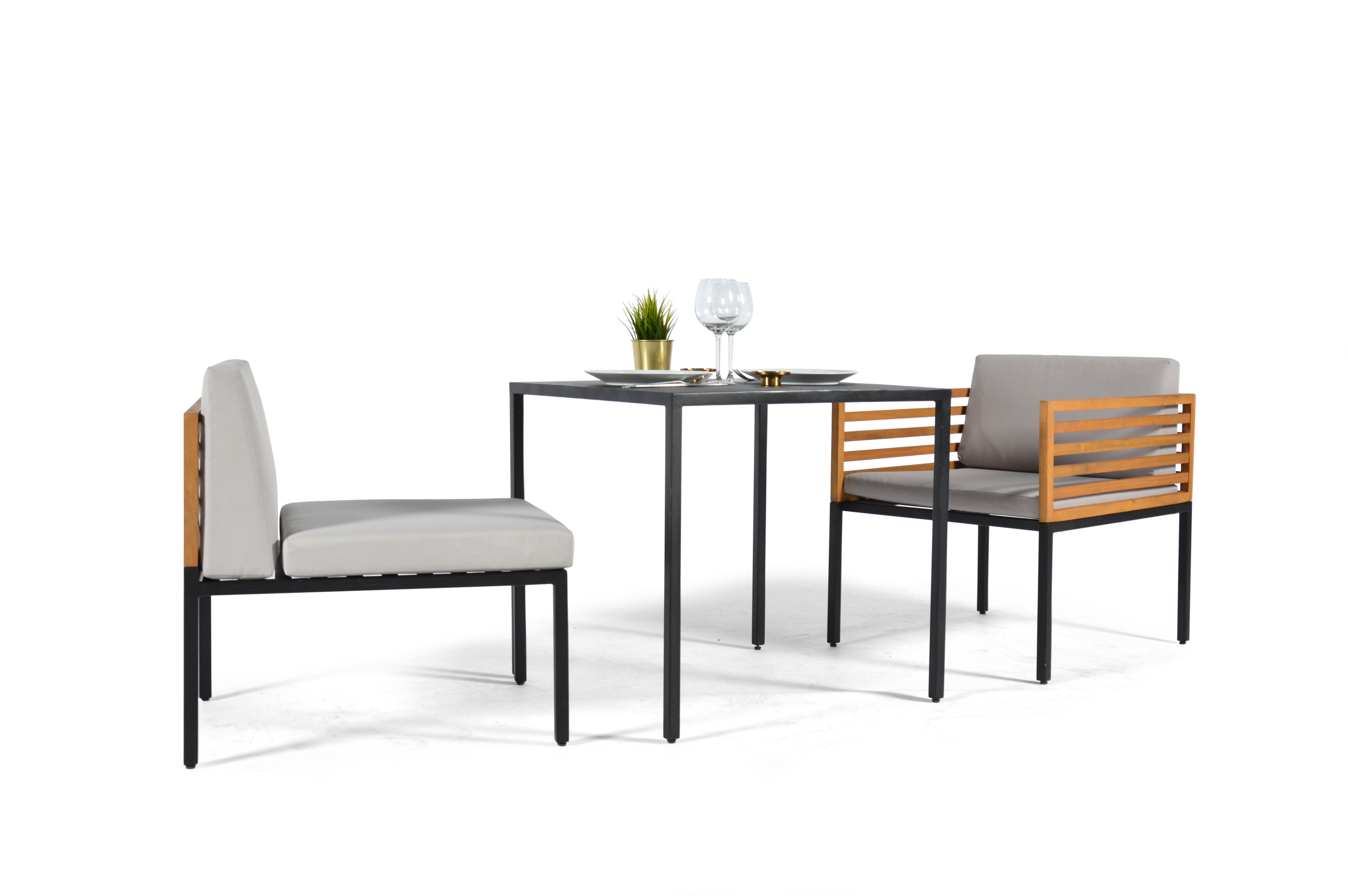 L07 Balcony furniture set Acacia wood Black