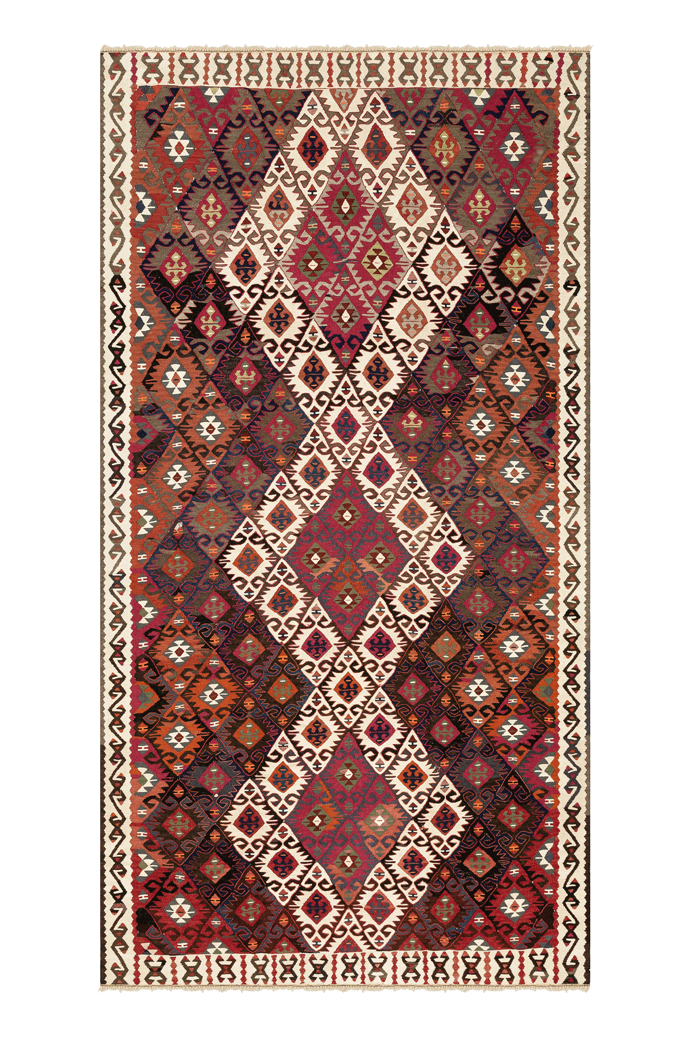 Vintage Kilim Teppich Wolle Mehrfarbig
