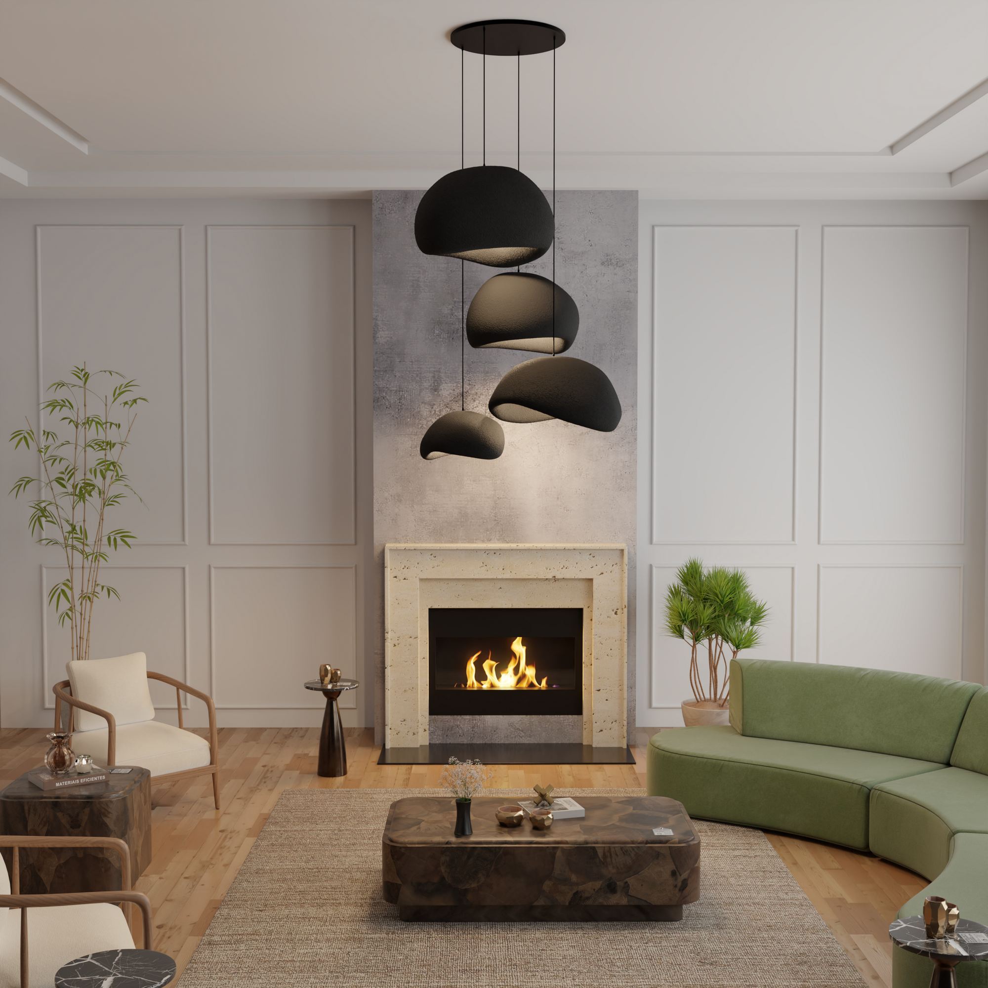 4-Flammig Wabi Sabi Sabi Glows Pendelleuchte Schwarz