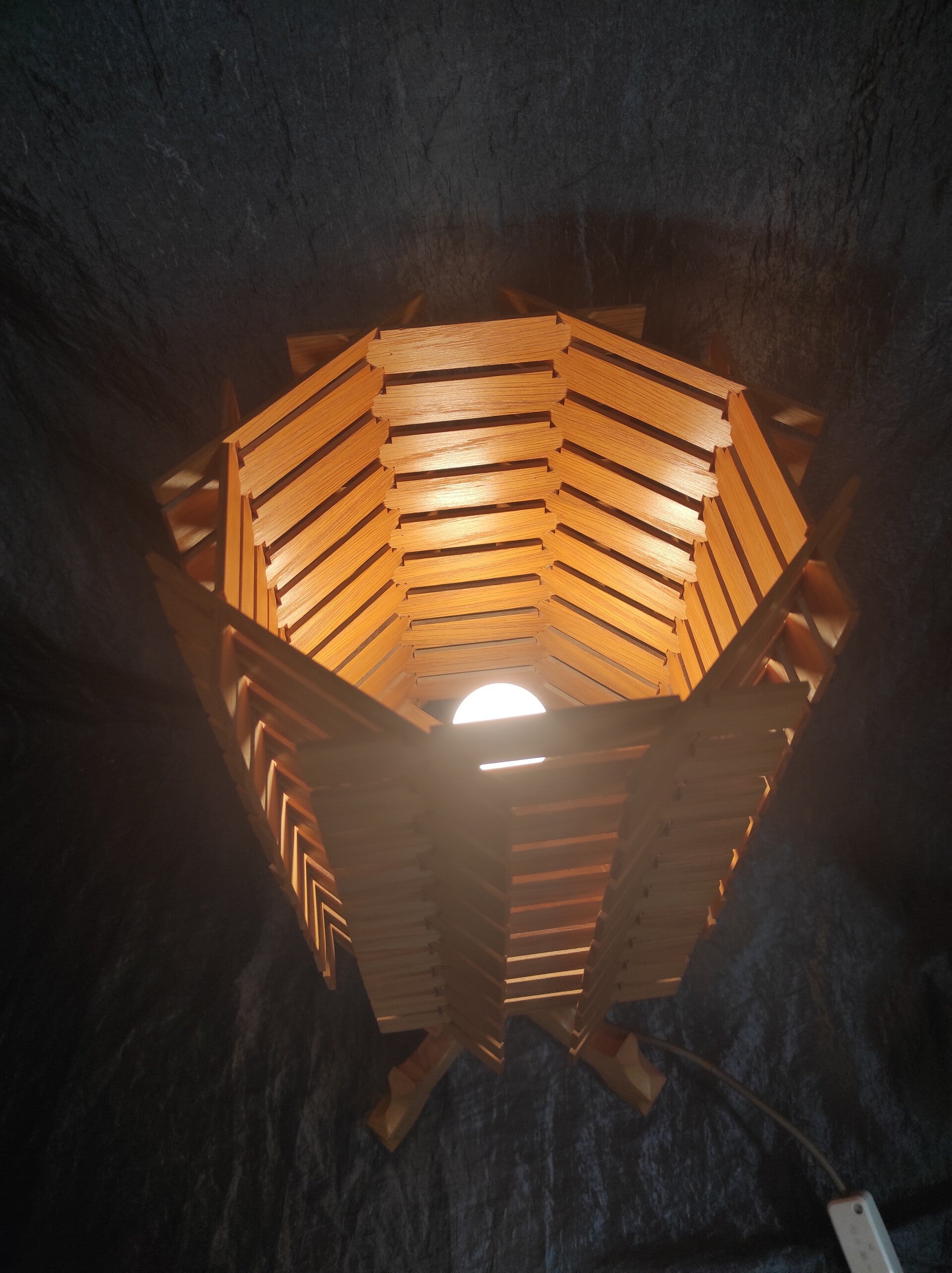 Vintage Holz Tischlampe 60er Jahre