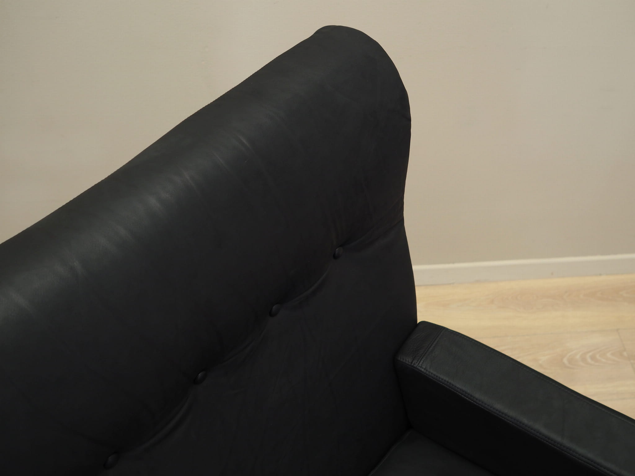 Vintage office chair leather wood black 1970s