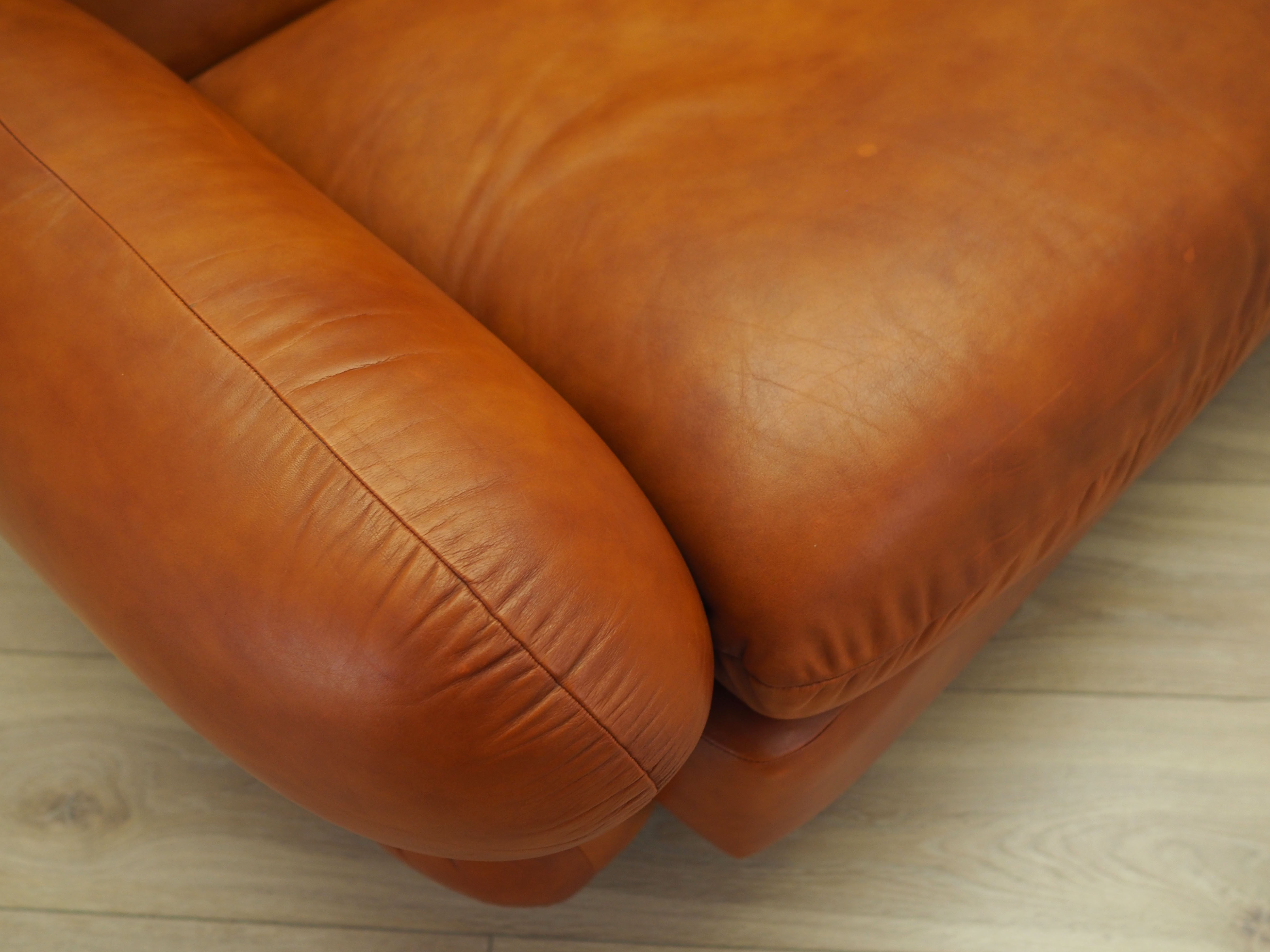 Sofa Leder Rot 1970er Jahre