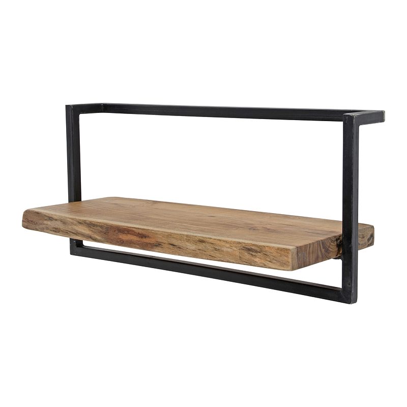 Edge Wandregal Metall Akazienholz Braun