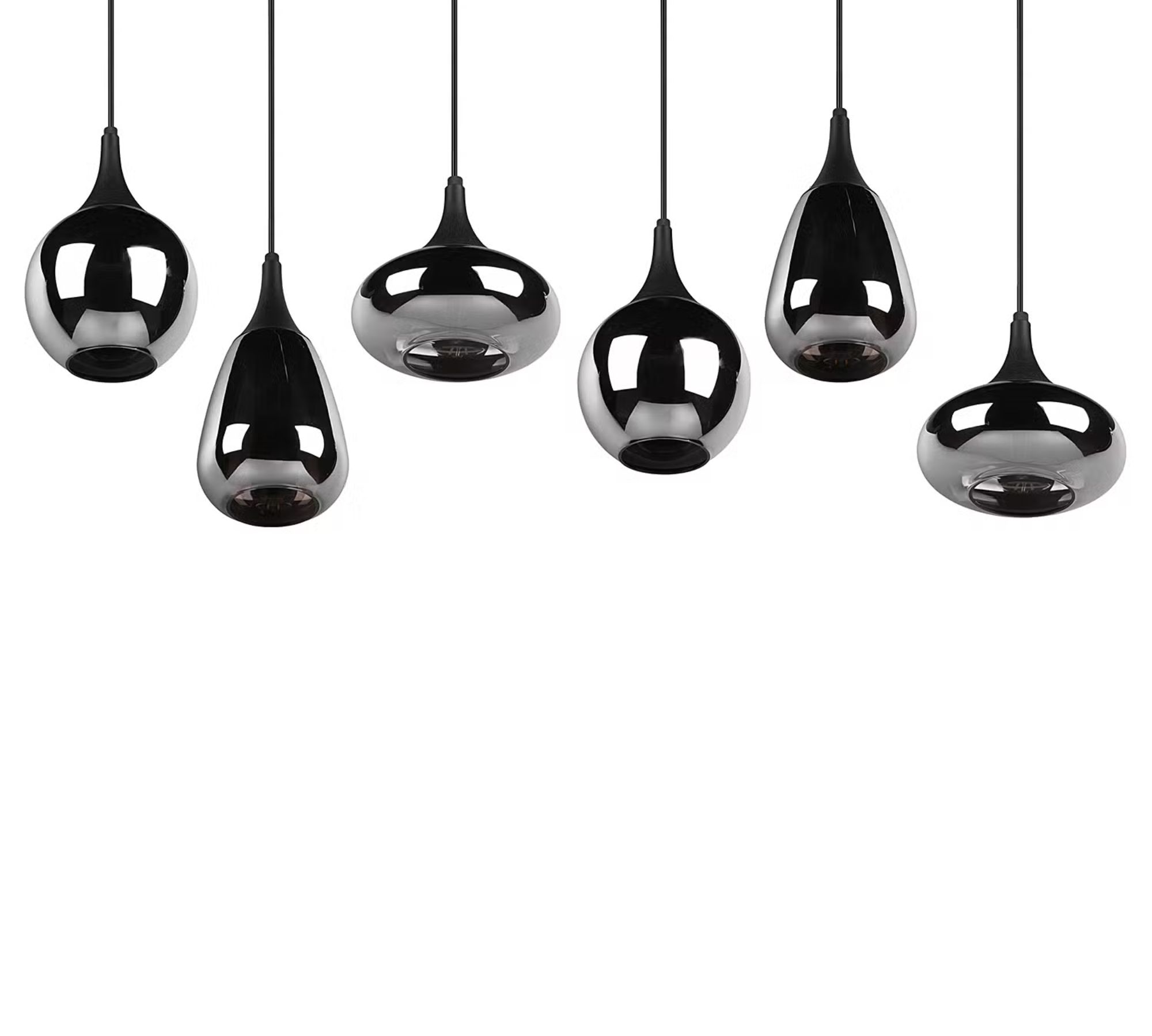 Pendelleuchte 6-flammig Rauchglas Stahl