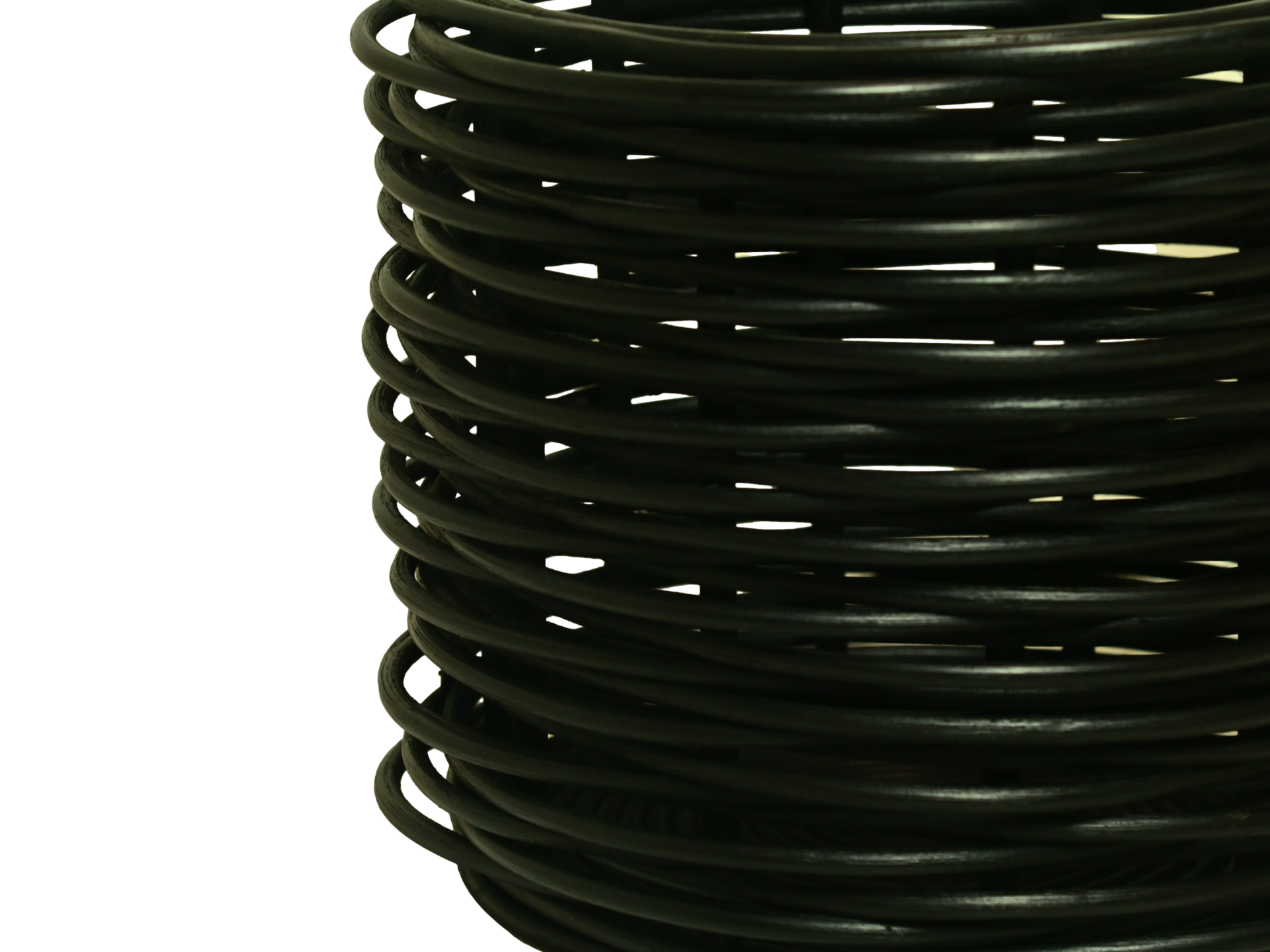 2x Korb Rattan Schwarz