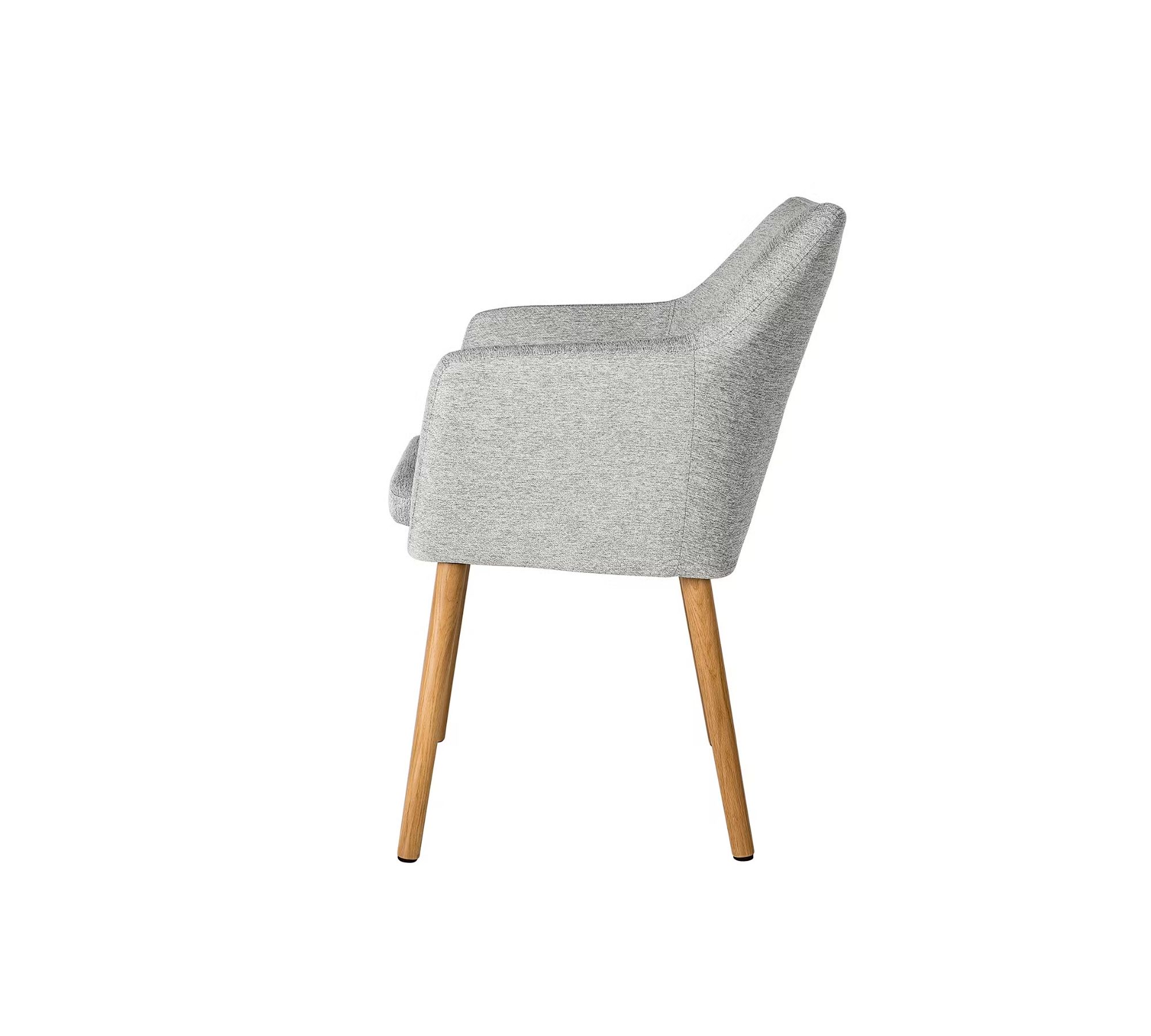 Armlehnstuhl Holz Webstoff Hellgrau