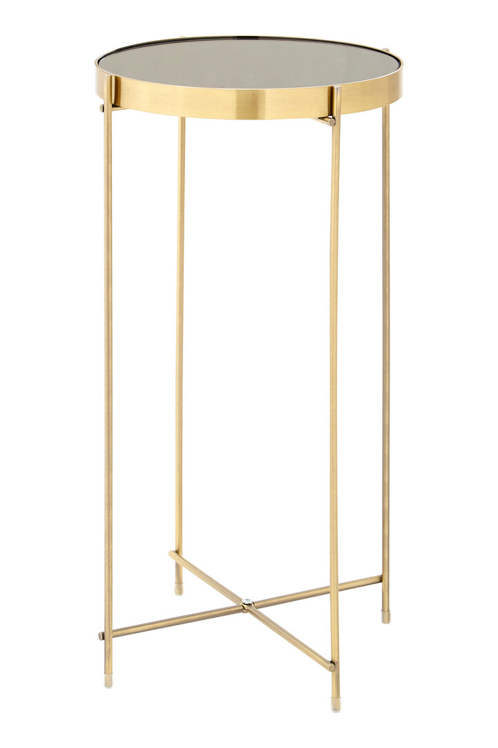 Allure Tavolino Rotondo Metallo Specchio Nero Oro