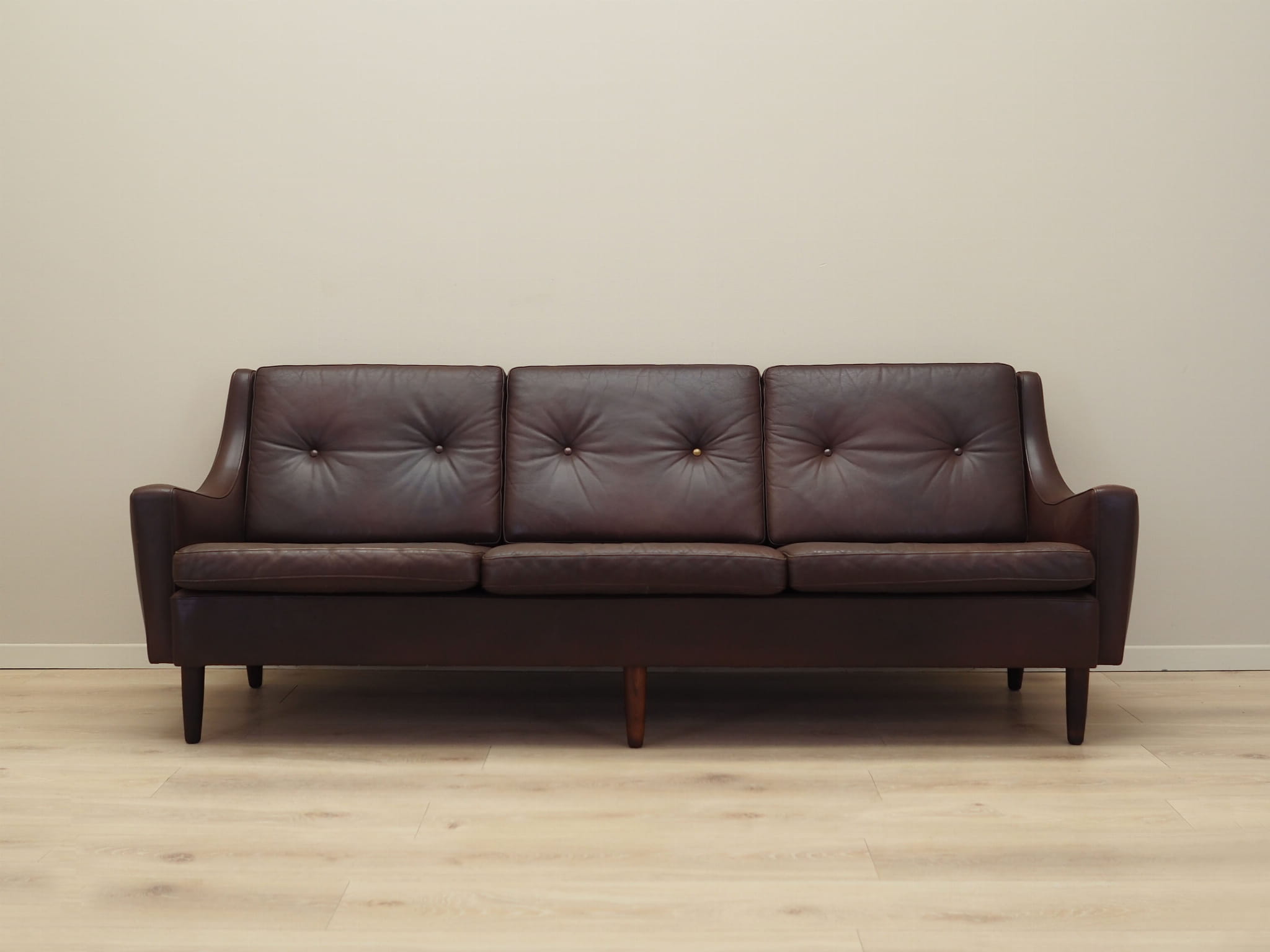 Sofa Leder Braun 1960er Jahre
