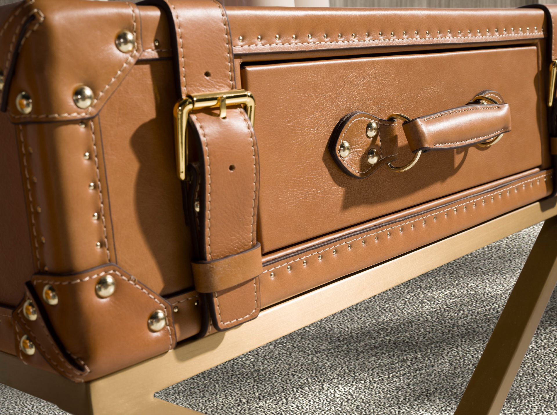 Eckbeistelltisch Leder Braun