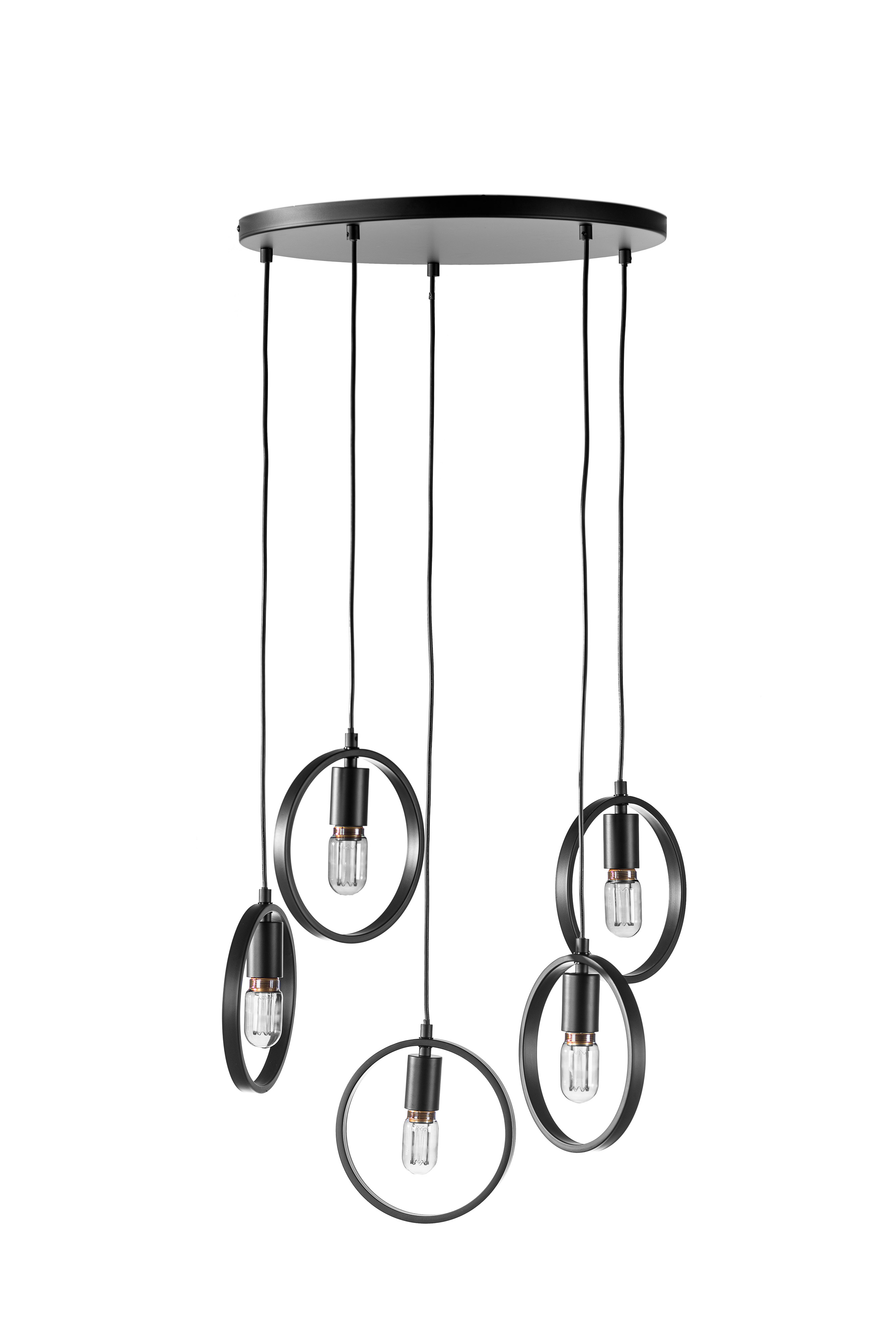 Pendant lamp 5-flame Metal Black
