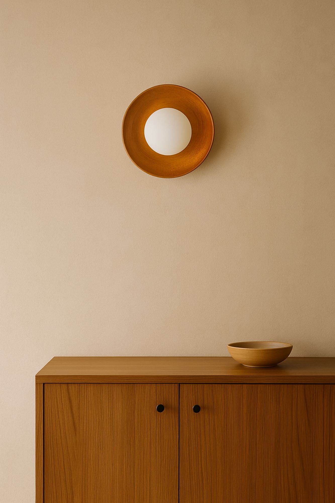 Hand Wall Lamp S Oak Wood Brown