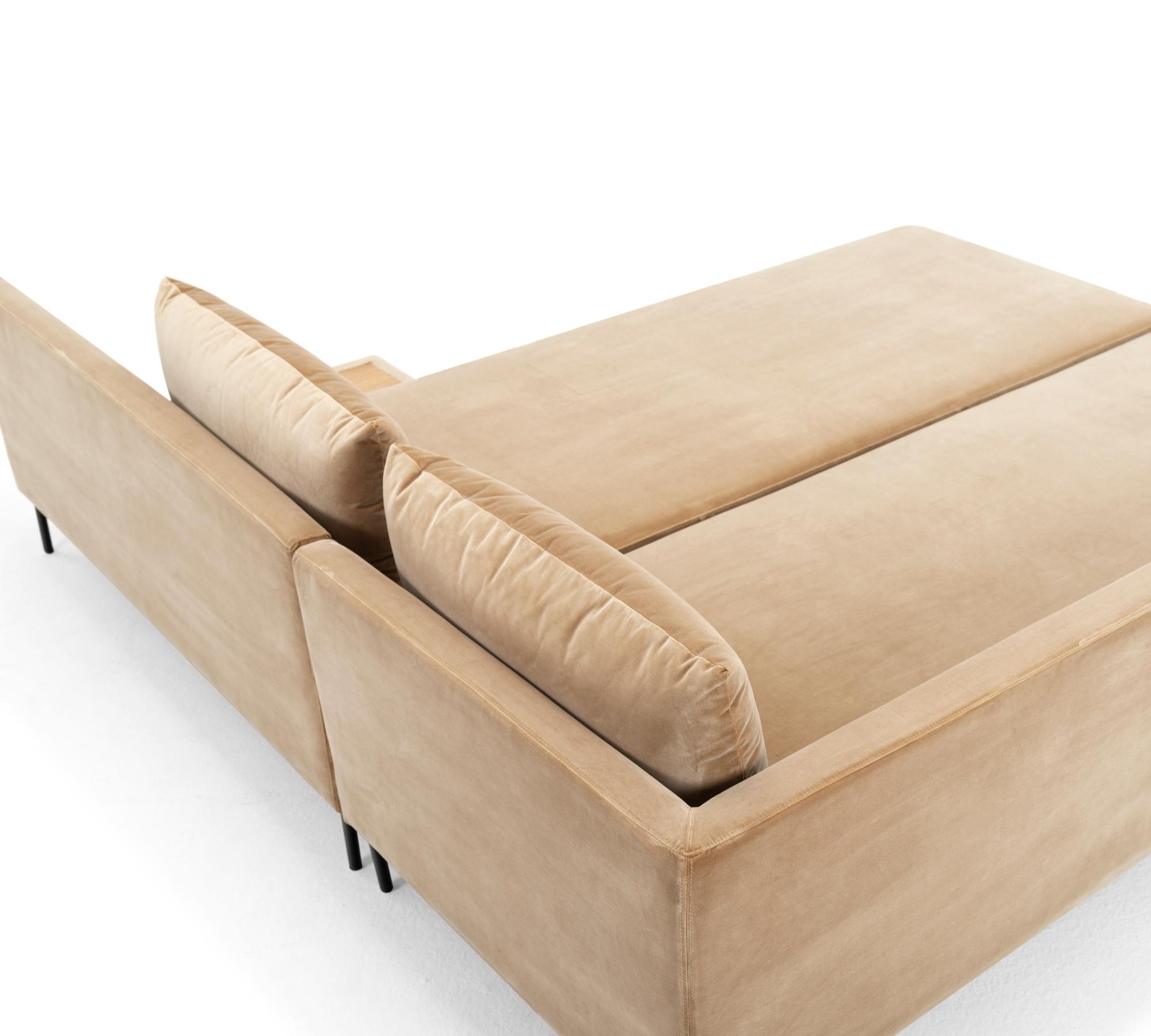Vivica Schlafsofa Récamiere Links Velours Matt Beige