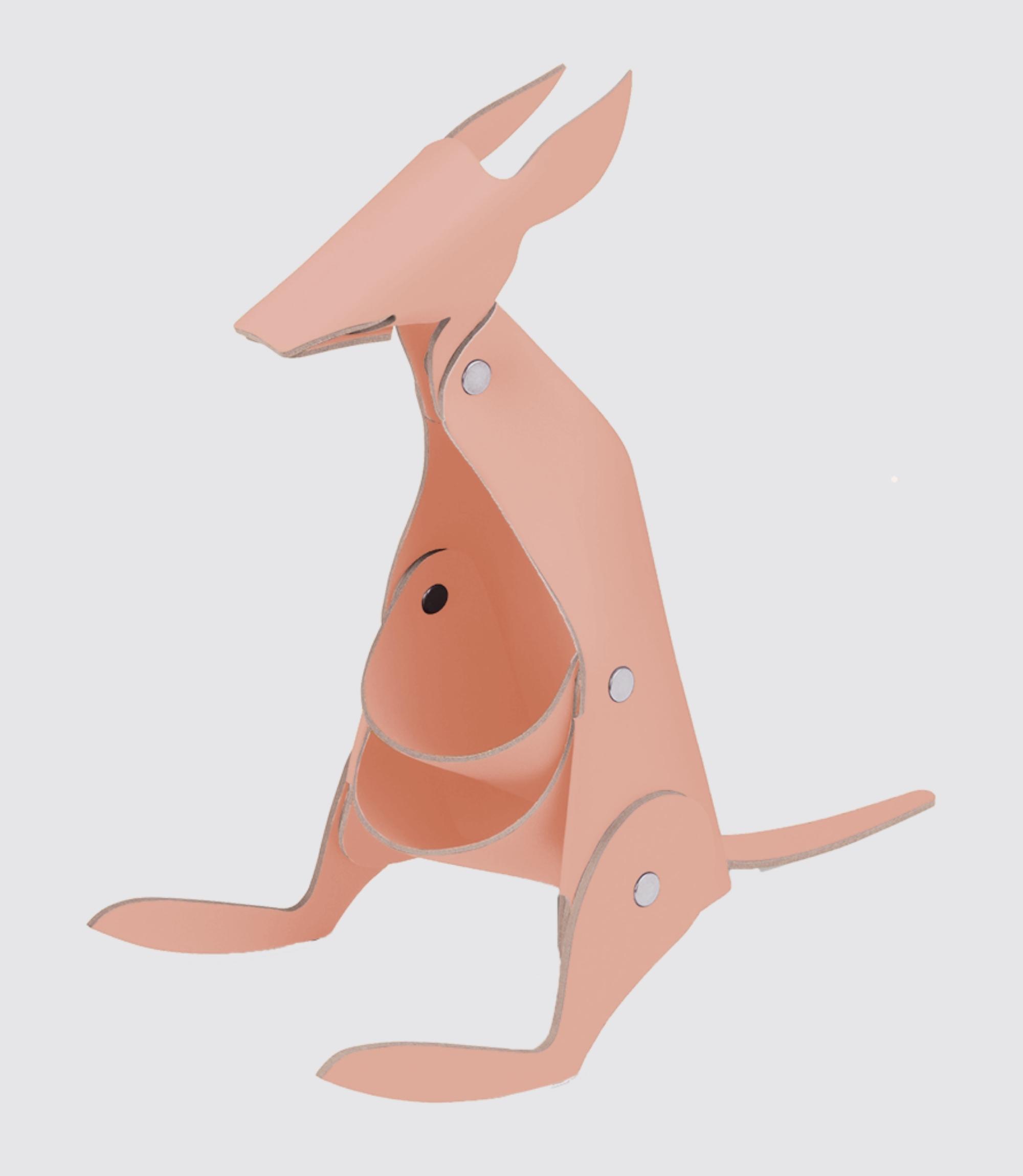Känguru Schreibtischhelfer aus 100% Recyceltem Leder Pink