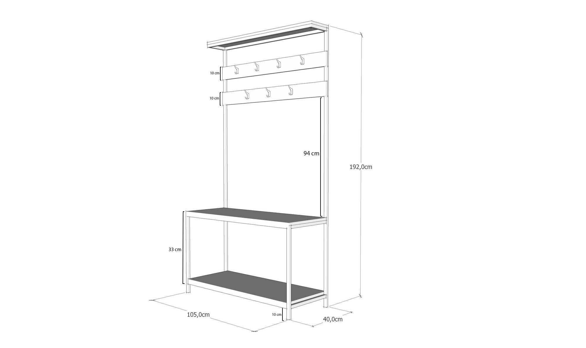 Girne Garderobe Holz Schwarz Pine